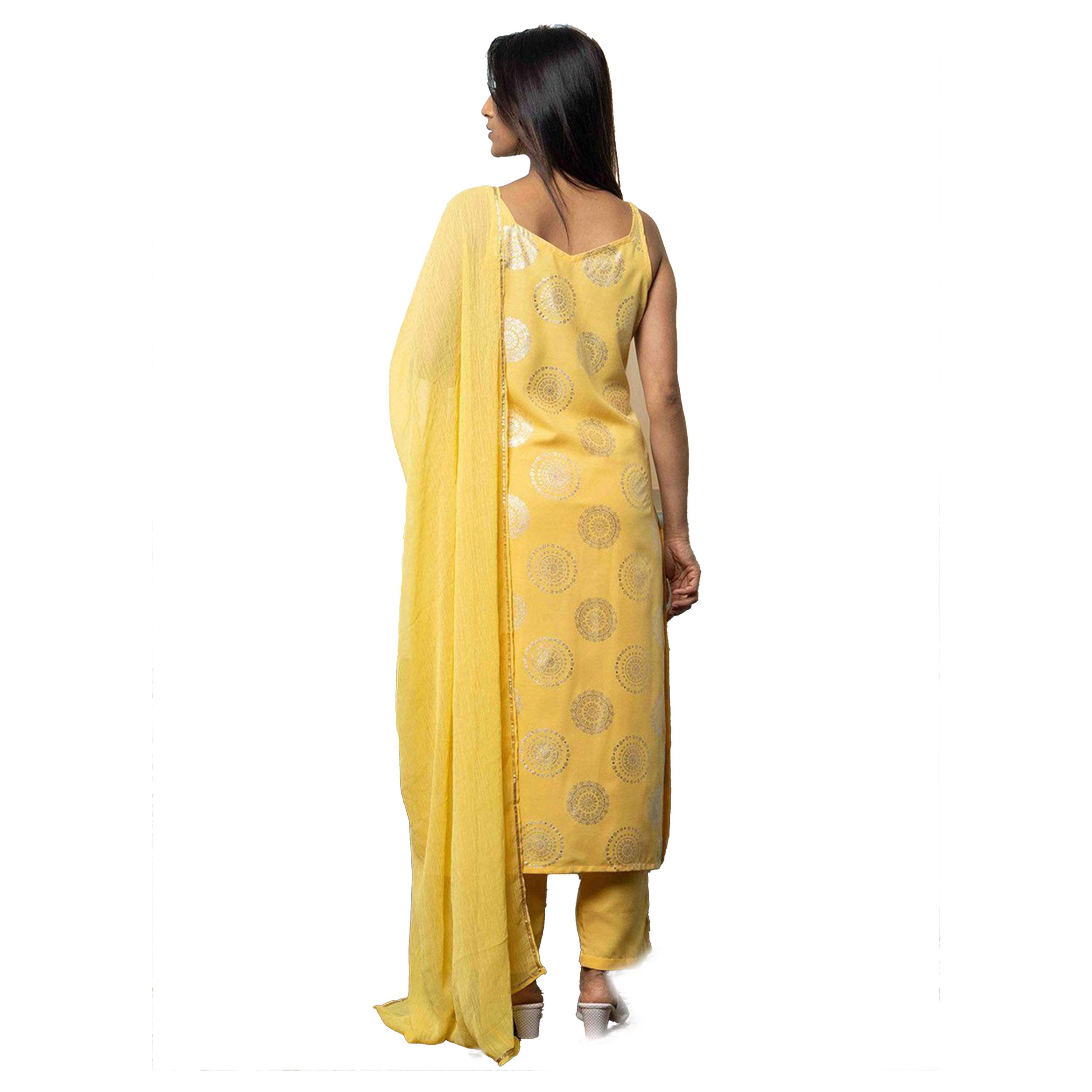 Ishin X Styli Printed Sleeveless A-Line Kurta with Trousers and Dupatta Sets-women-clothing-ethnicwear-kurtasets-image-5
