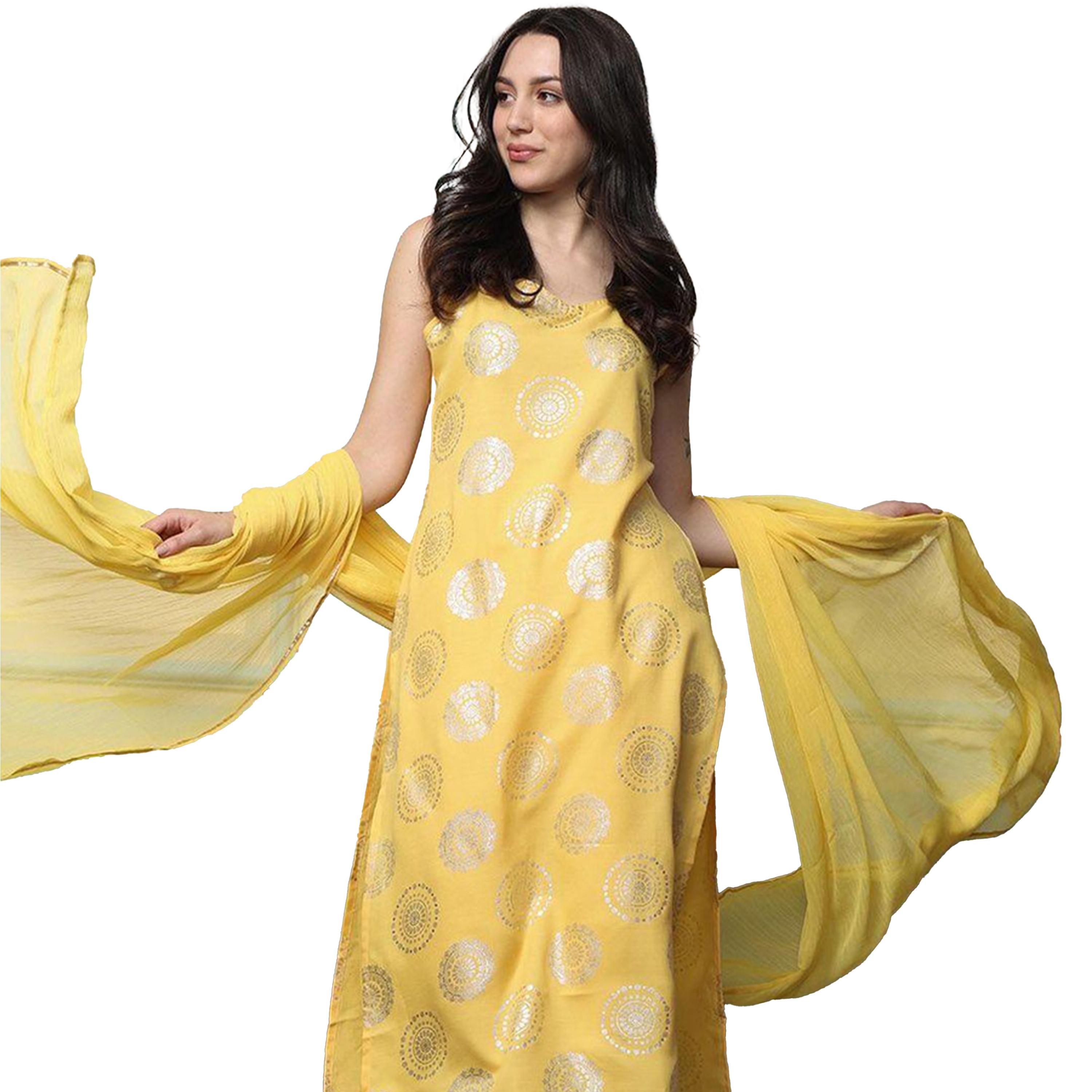 Ishin X Styli Printed Sleeveless A-Line Kurta with Trousers and Dupatta Sets-women-clothing-ethnicwear-kurtasets-image-6