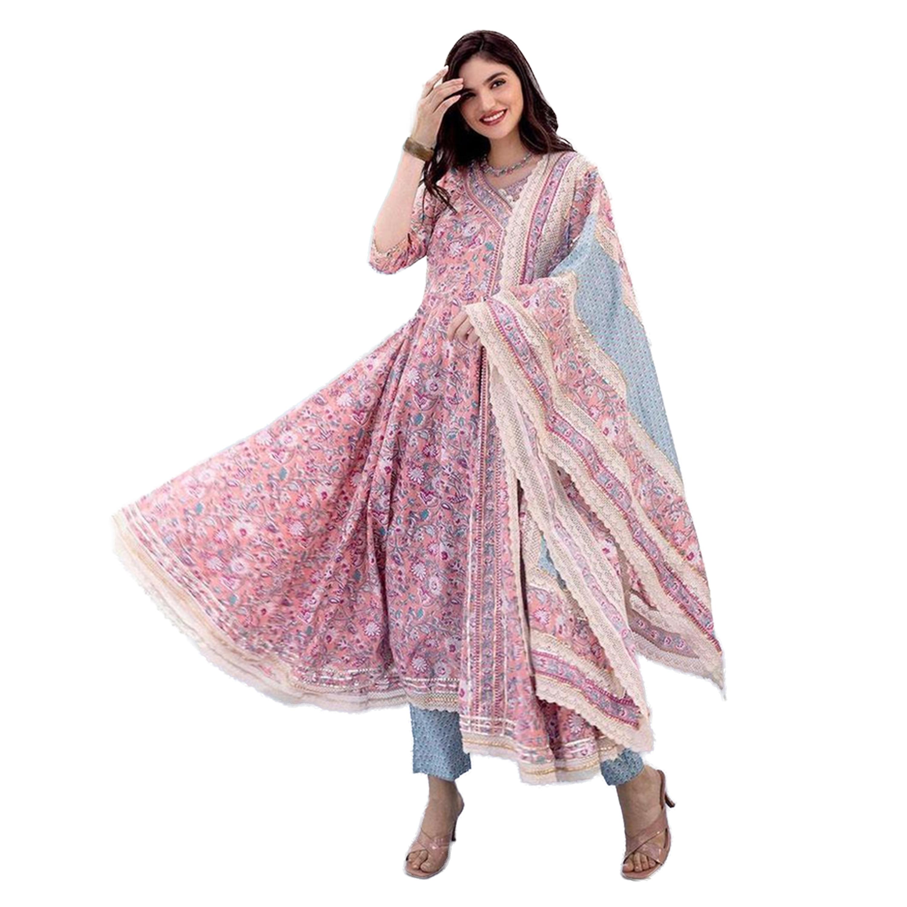 ايشن × ستايلي - طقم كورتا قطني مع دوباتا-women-clothing-ethnicwear-kurtasets-image-1