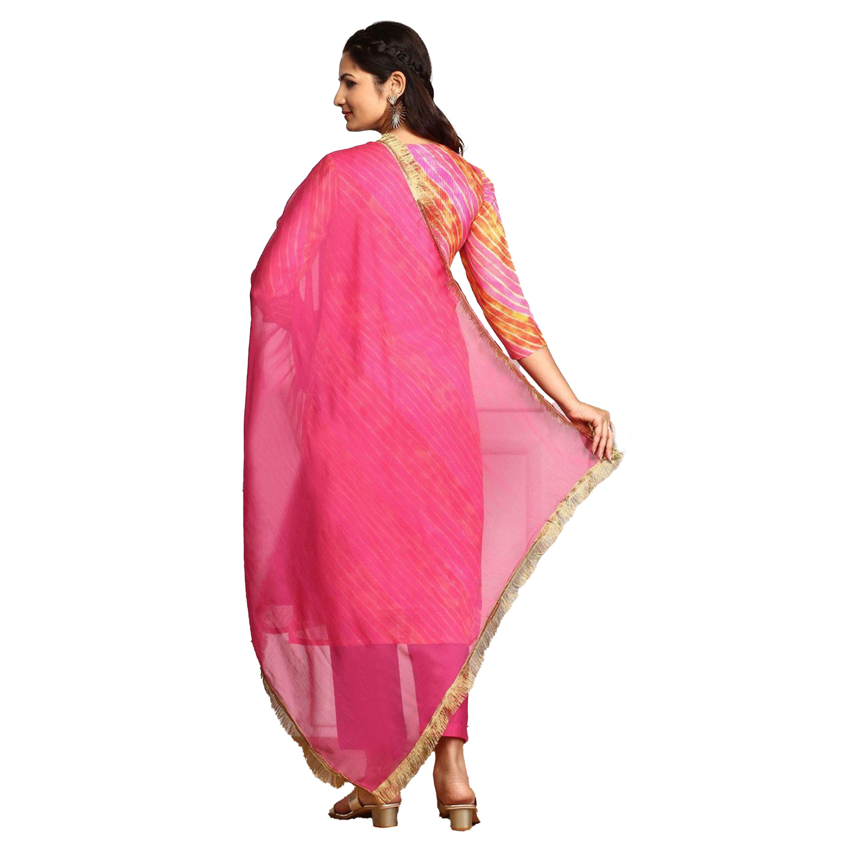 Ishin X Styli Printed Round Neck A-Line Kurta and Trousers with Dupatta Sets-women-clothing-ethnicwear-kurtasets-image-4
