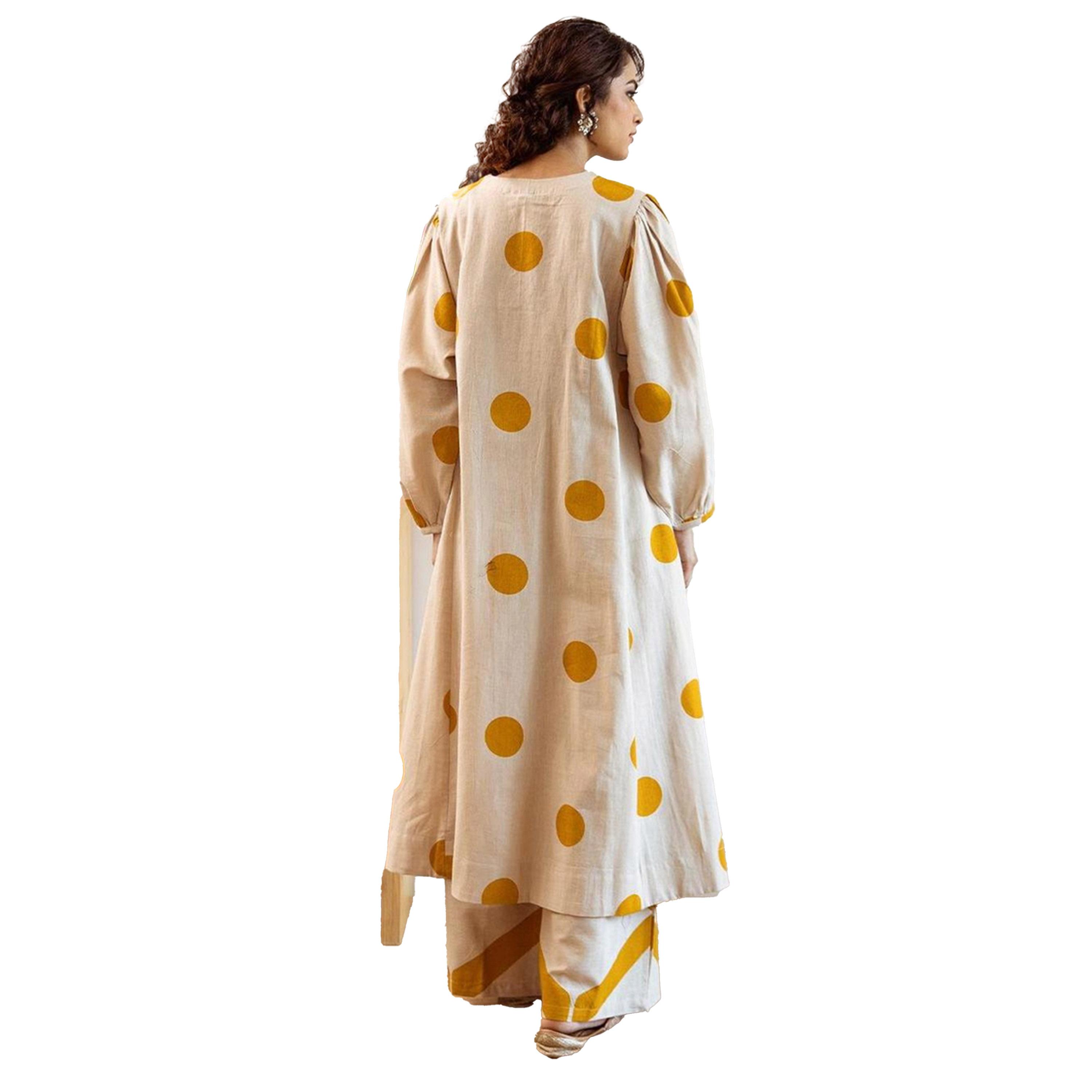Ishin X Styli Geometric Print V Neck A-Line Kurta and Pants Set-women-clothing-ethnicwear-kurtasets-image-5