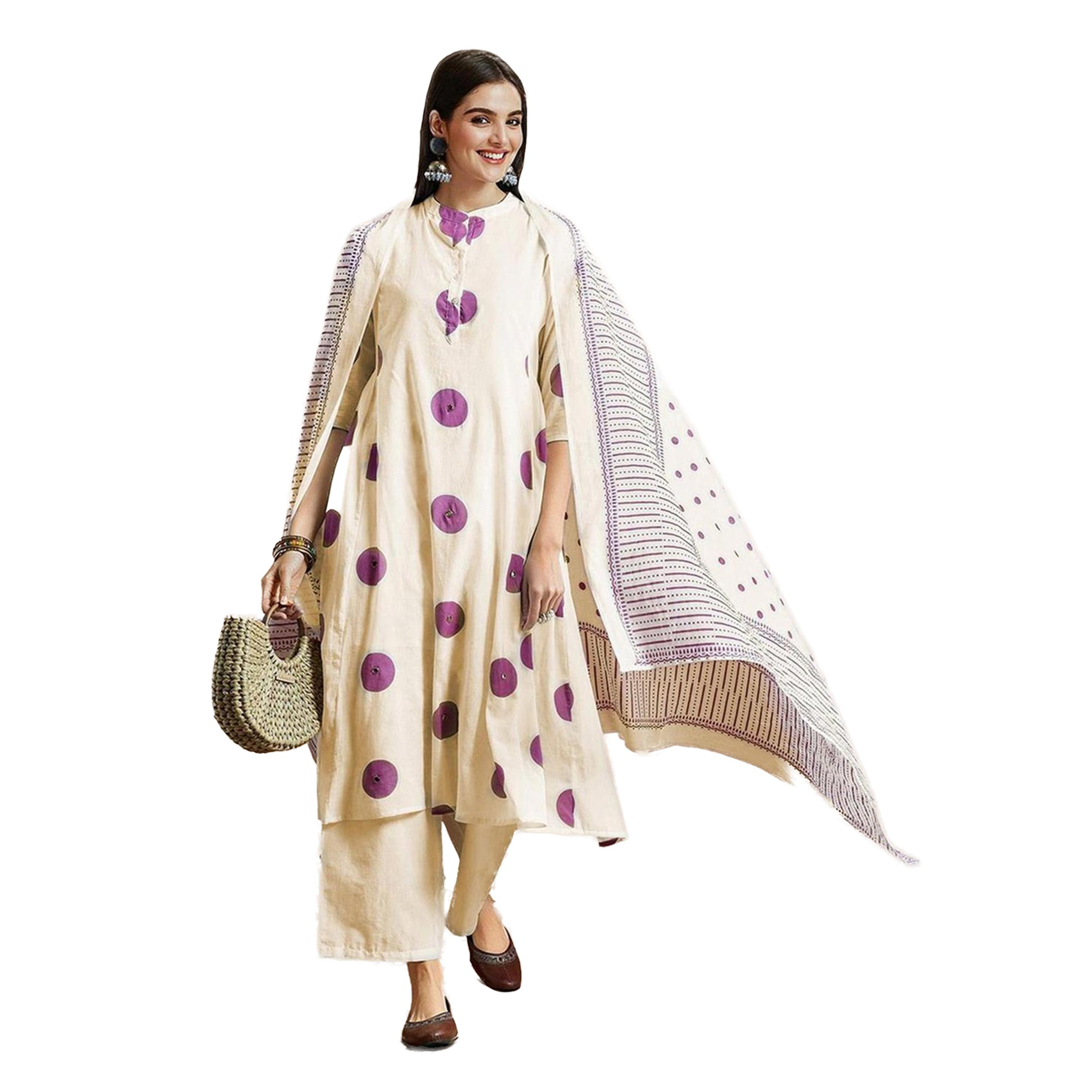 ايشن × ستايلي - طقم كورتا بقصة A وبنطال من القطن-women-clothing-ethnicwear-kurtasets-image-1