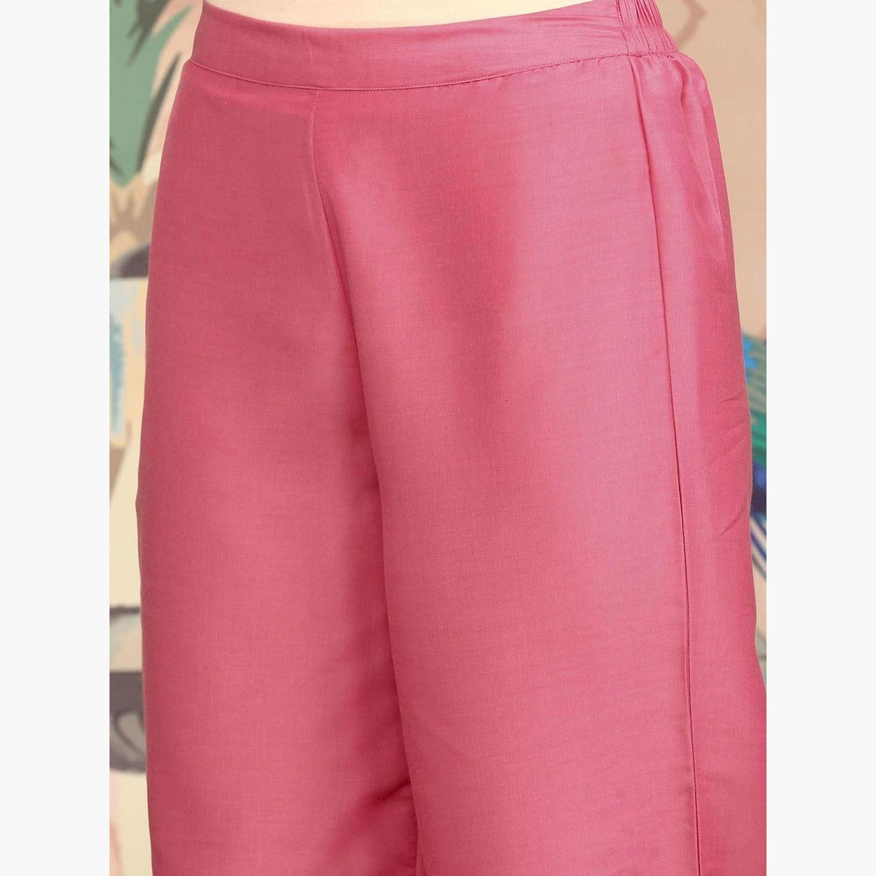ايشن × ستايلي - طقم كورتا وبنطال مطبوع بقصّة A-women-clothing-ethnicwear-kurtasets-image-3