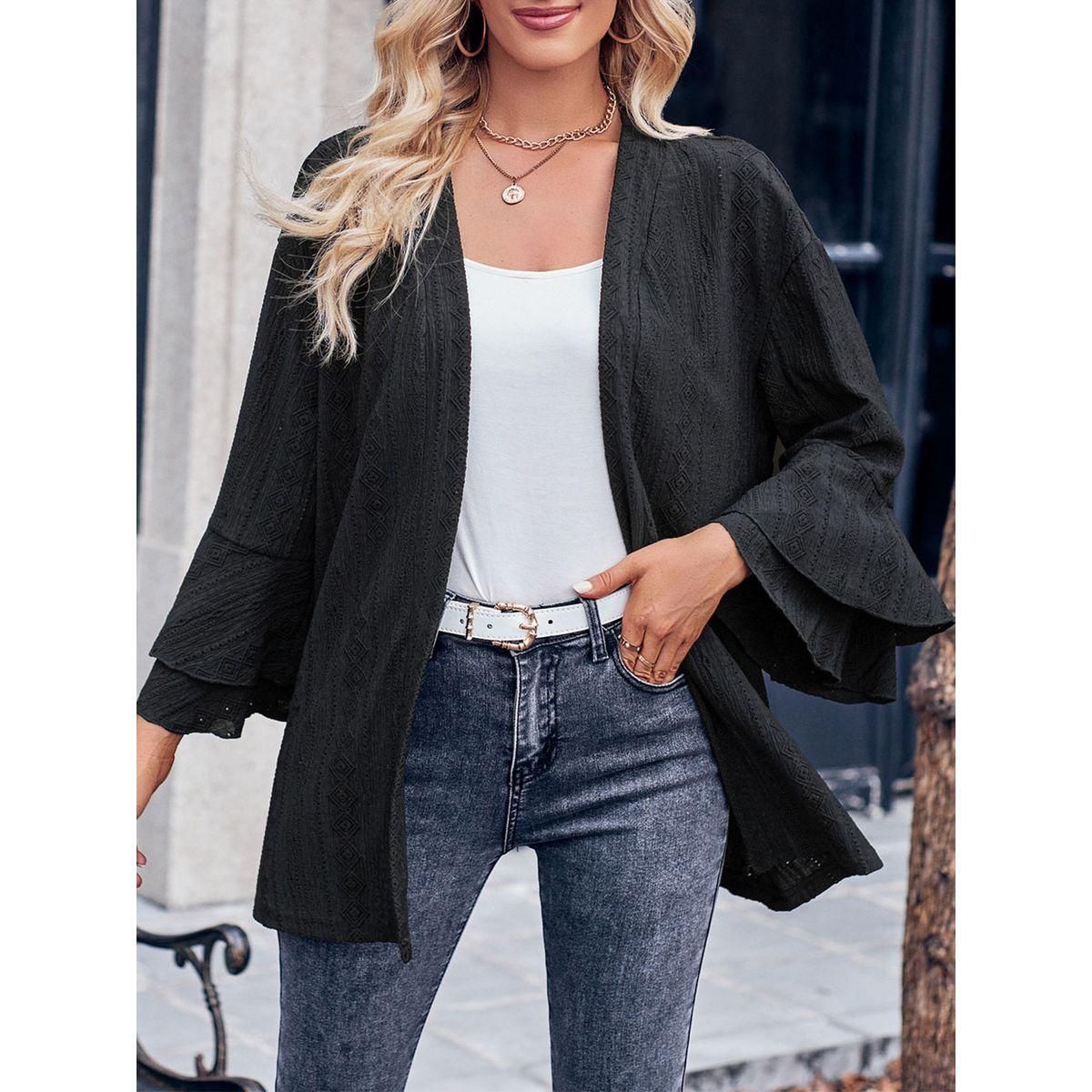 Styli Casual Texture Solid Regular Kimono-women-clothing-shirtsandblouses-shirts-image-1