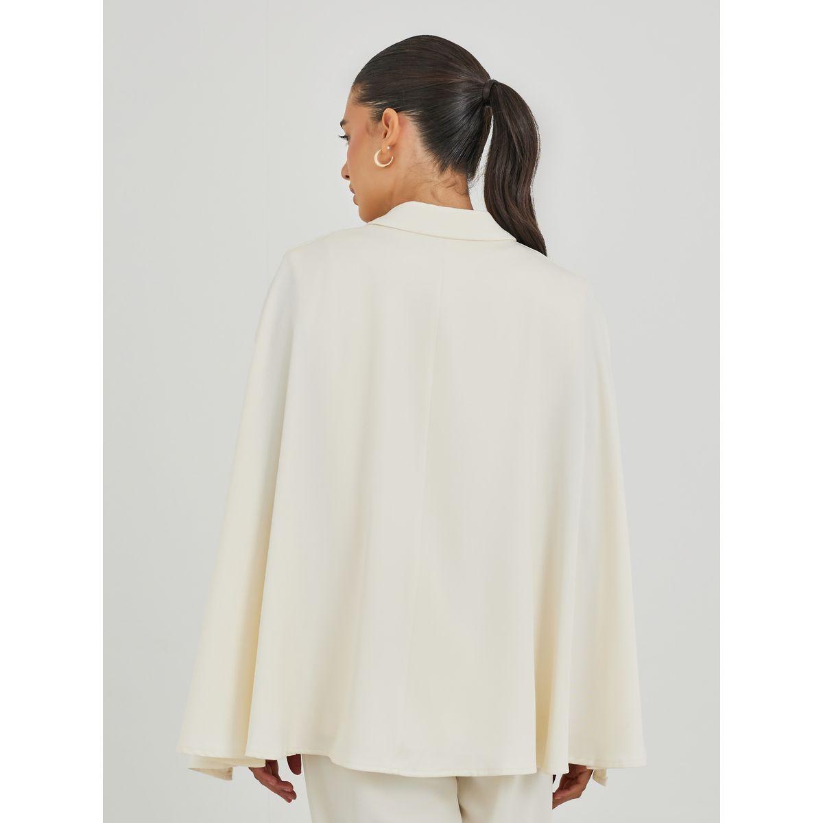 بليزر بقصة عادية وصدر مزدوج مع أكمام كيب-women-clothing-coatsandjackets-blazers-image-5