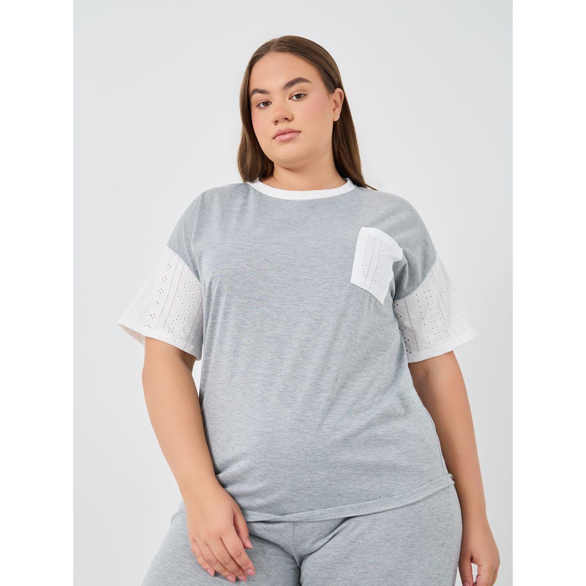Styli Plus Size Schiffli Sleeve T-Shirt and Pyjama Set-women-clothing-nightwear-pyjamas-longsets-image-2