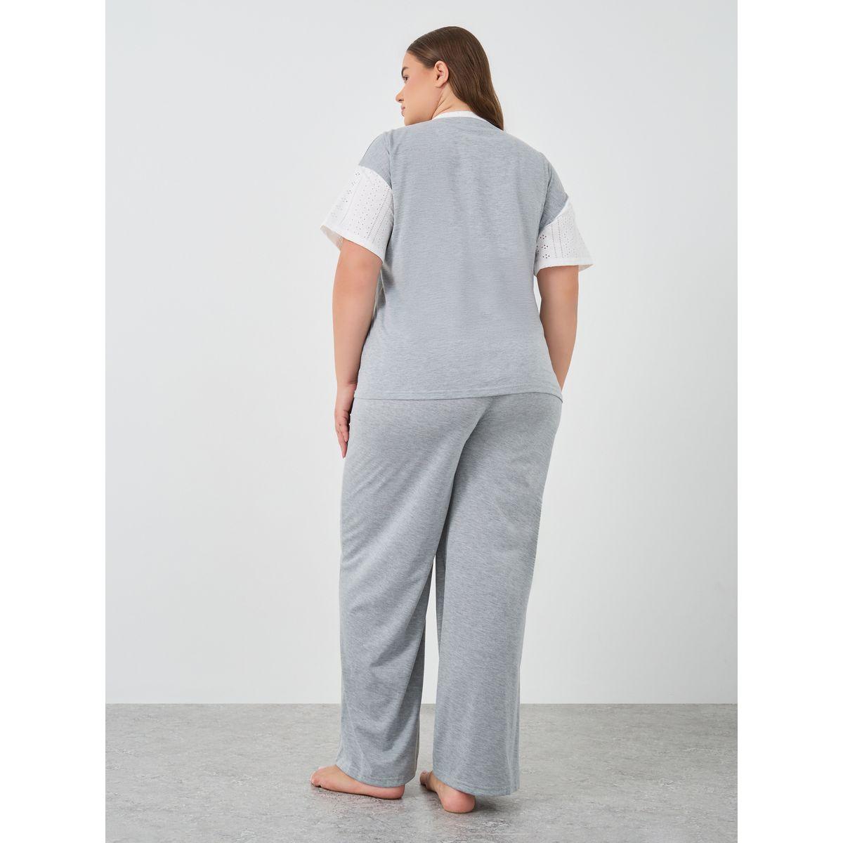 Styli Plus Size Schiffli Sleeve T-Shirt and Pyjama Set-women-clothing-nightwear-pyjamas-longsets-image-5