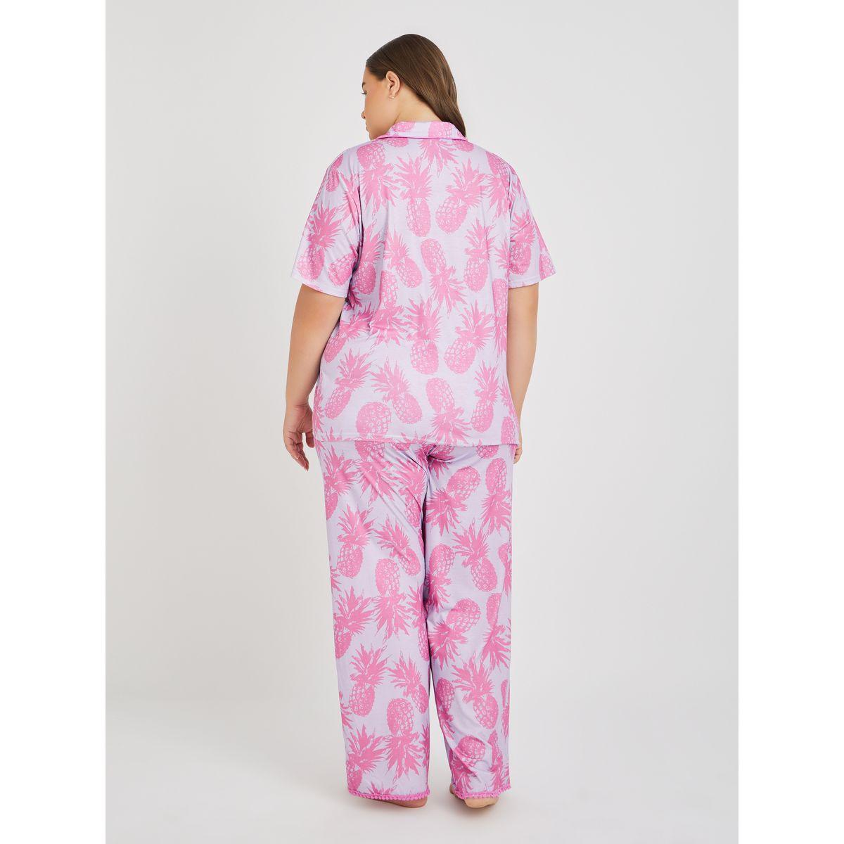 طقم بيجاما بمقاس كبير من بنطال وبلوزة مطبعة بالكامل-women-clothing-nightwear-pyjamas-longsets-image-5