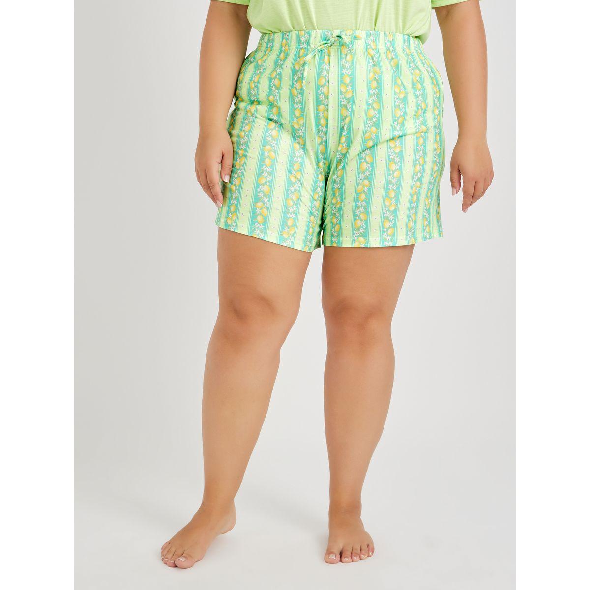 Styli Plus Size Lemon Print Dropped Shoulder T-Shirt and Shorts Set-women-clothing-nightwear-pyjamas-shortsets-image-5