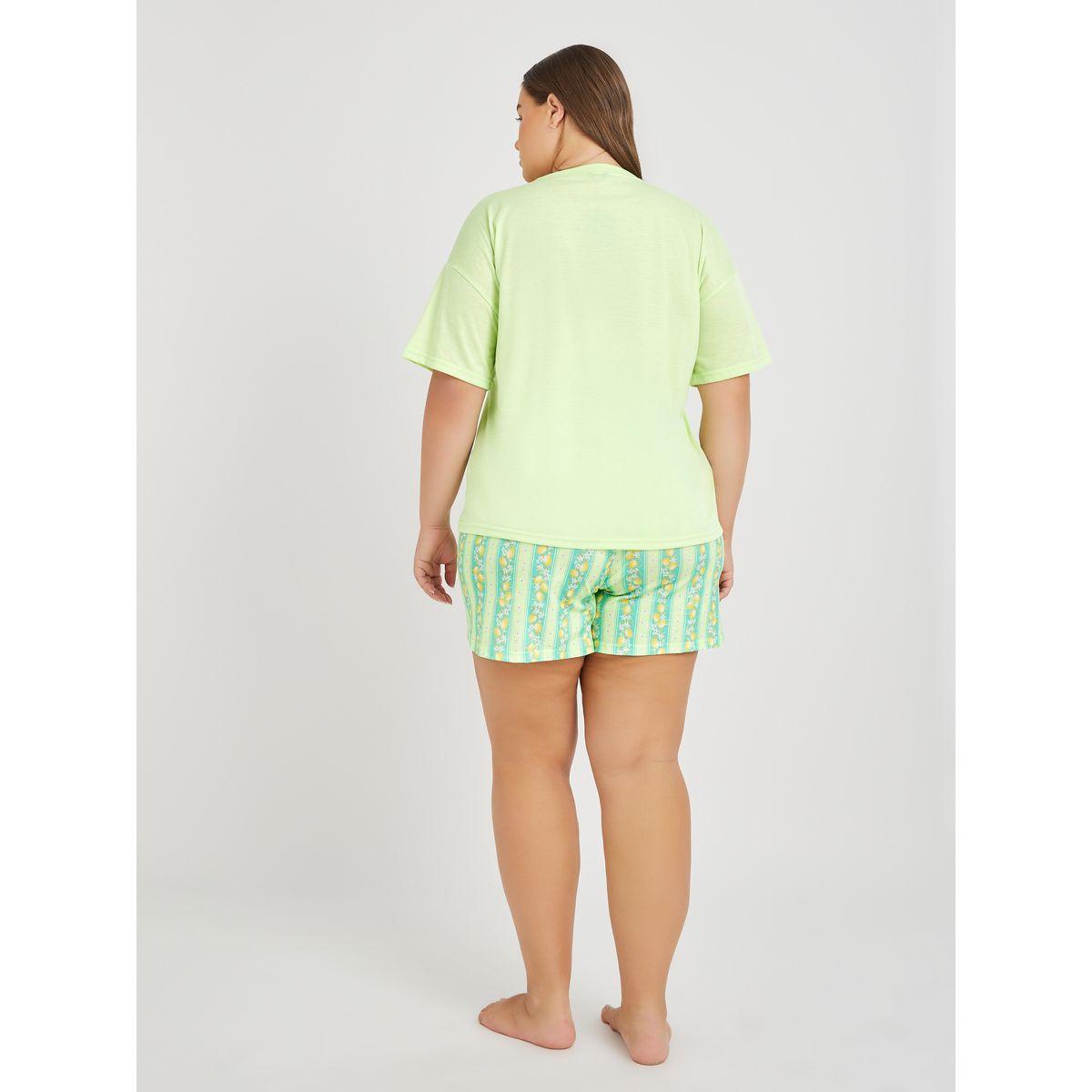Styli Plus Size Lemon Print Dropped Shoulder T-Shirt and Shorts Set-women-clothing-nightwear-pyjamas-shortsets-image-6