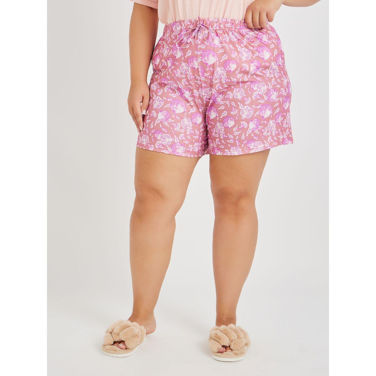 Styli Plus Size Back Graphic Print T-Shirt and All-Over Fruit Print Shorts Set-women-clothing-nightwear-pyjamas-shortsets-image-6