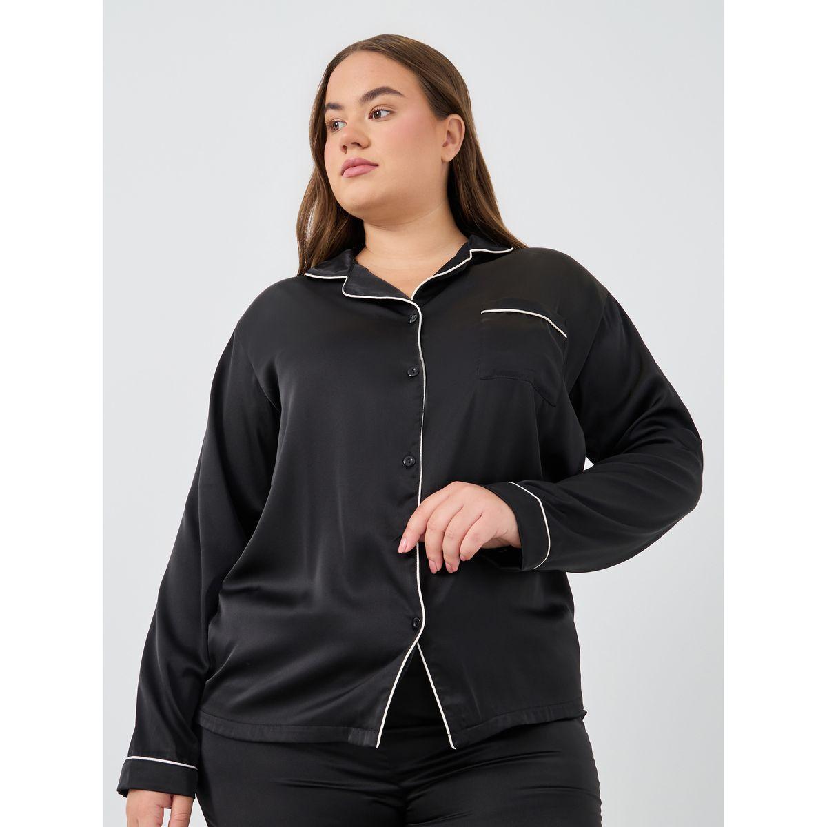 طقم بيجاما بمقاس كبير من بنطال وبلوزة ساتان-women-clothing-nightwear-pyjamas-longsets-image-2