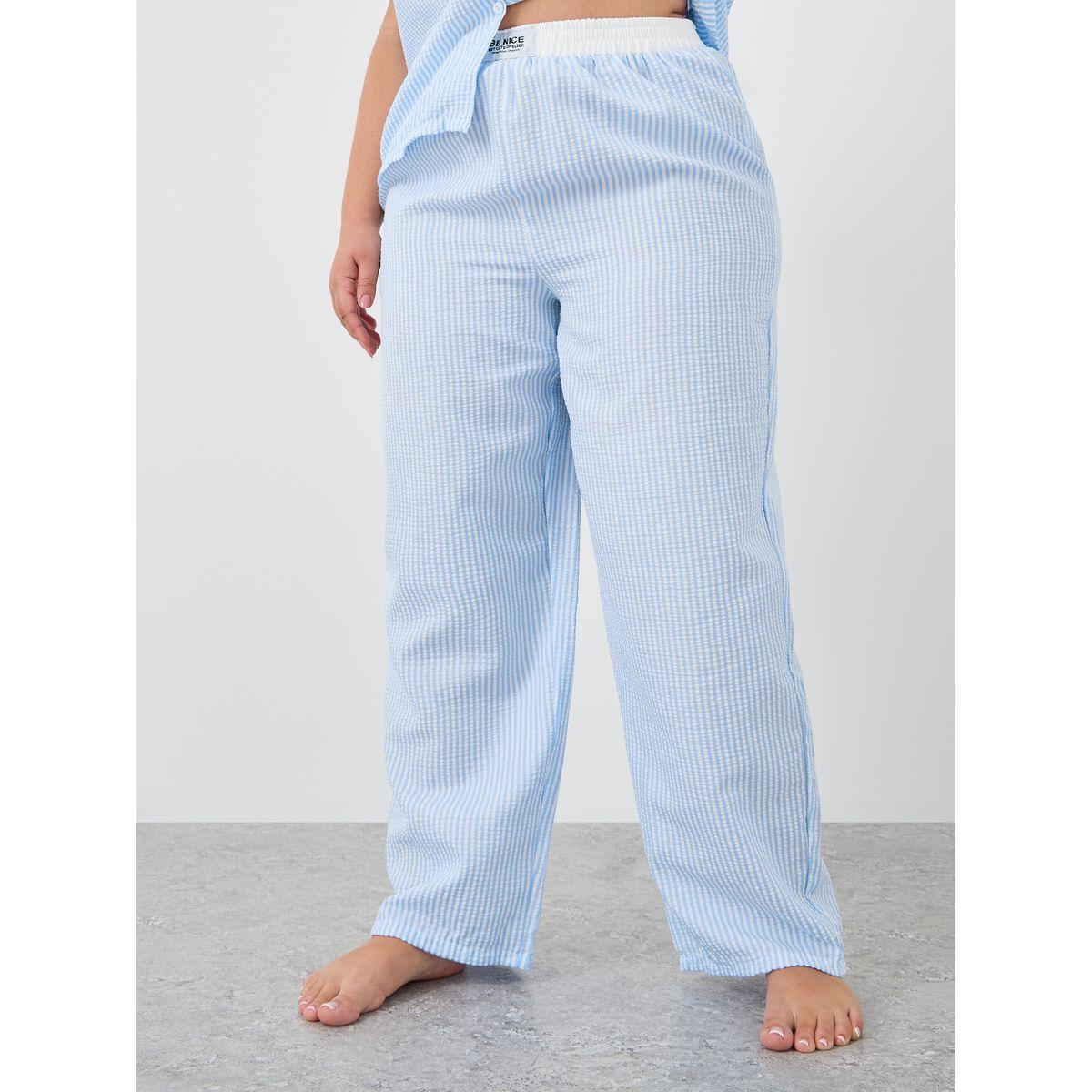 طقم من بنطال بيجاما بمقاس كبير وبلوزة مخططة-women-clothing-nightwear-pyjamas-longsets-image-4