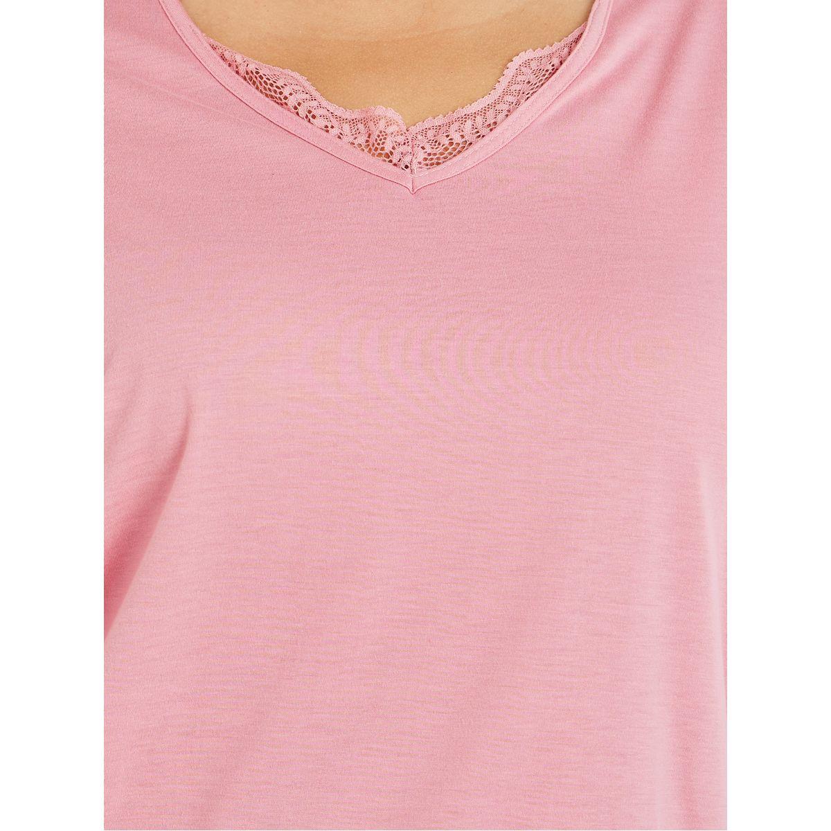 Styli Plus Size Lace Insert V Neck T-Shirt and Lemon Print Pyjama Set-women-clothing-nightwear-pyjamas-longsets-image-4