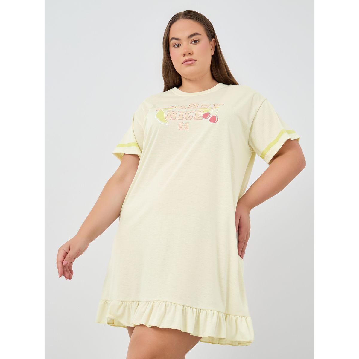 Styli Plus Size Graphic Print Round Neck Nightdress-women-clothing-nightwear-nighties-image-2