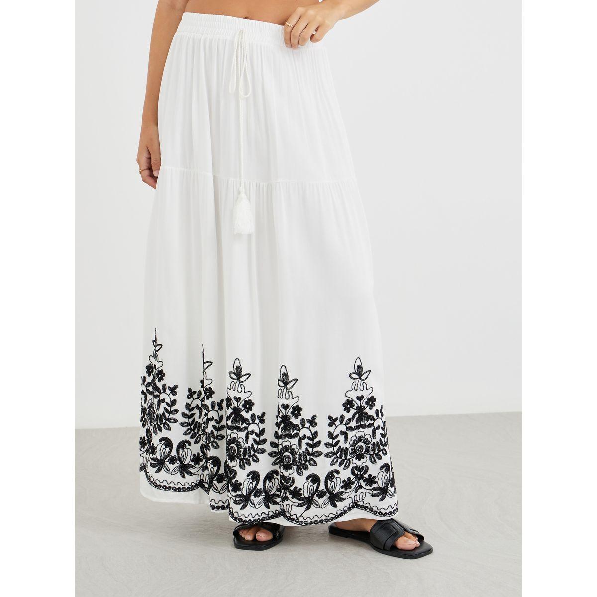 Styli Embroidered Hem A-Line Maxi Skirt-women-clothing-bottoms-skirts-image-2