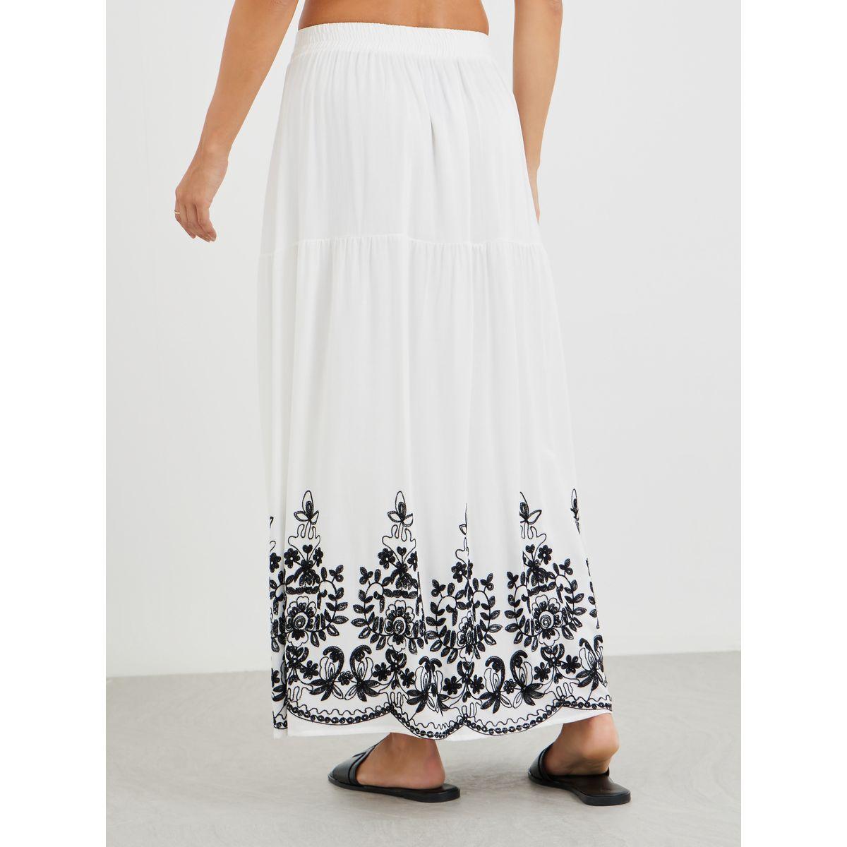 Styli Embroidered Hem A-Line Maxi Skirt-women-clothing-bottoms-skirts-image-4