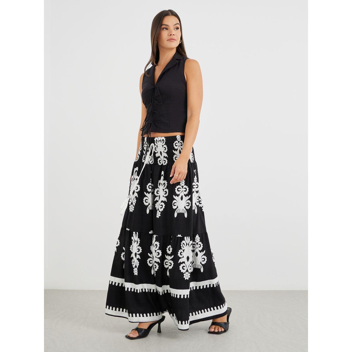 Styli All-Over Printed A-Line Maxi Skirt-women-clothing-bottoms-skirts-image-1