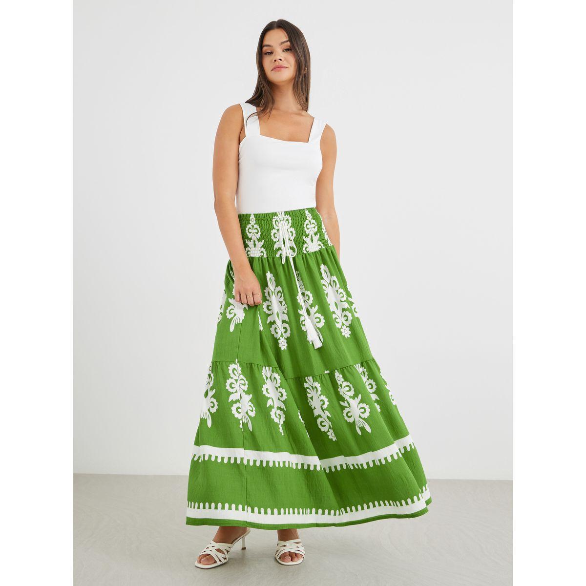 Styli All-Over Printed A-Line Maxi Skirt-women-clothing-bottoms-skirts-image-1