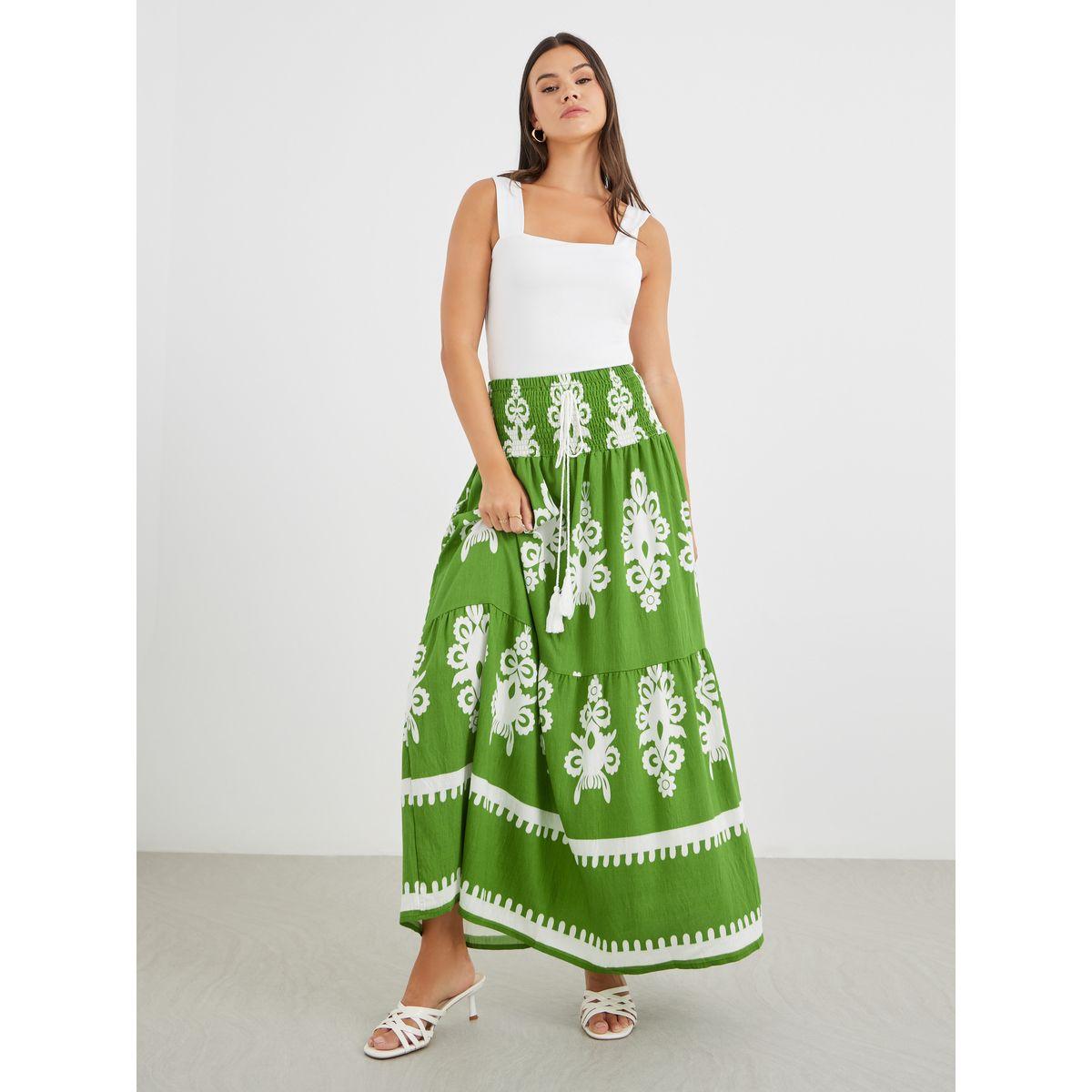 تنورة طويلة مطبعة بالكامل مع حافة واسعة-women-clothing-bottoms-skirts-image-2