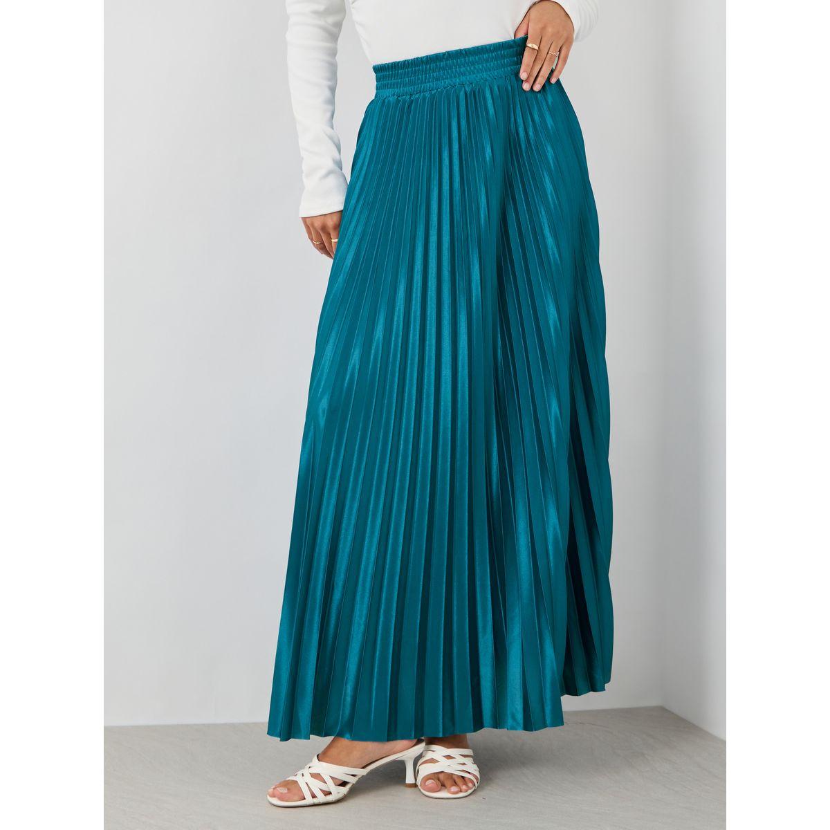 Styli Pleated Elasticated Waistband A-Line Maxi Skirt-women-clothing-bottoms-skirts-image-2