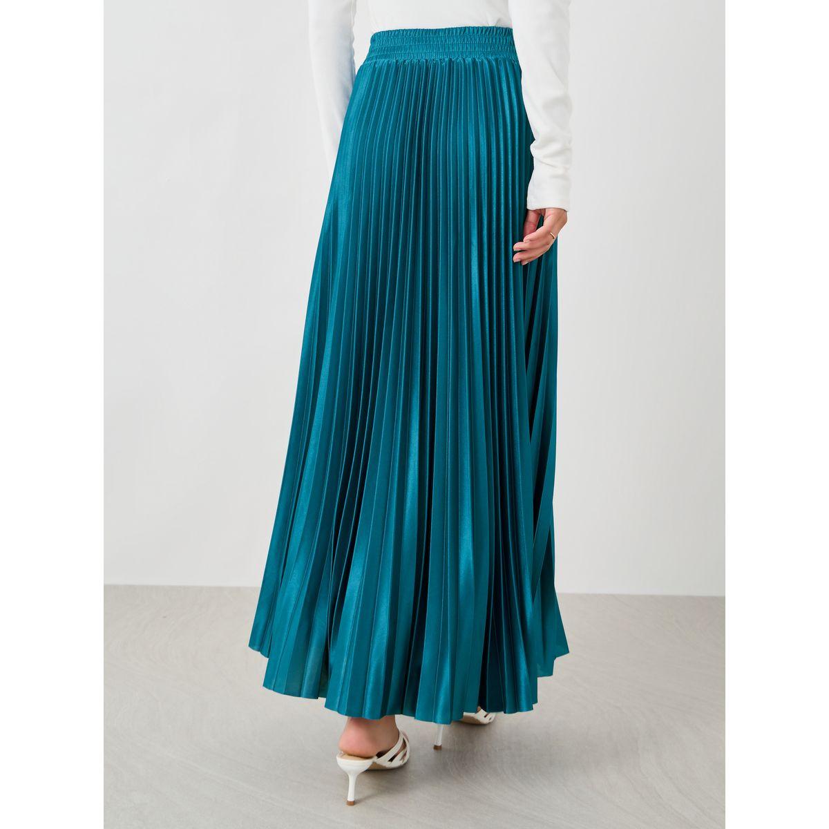 Styli Pleated Elasticated Waistband A-Line Maxi Skirt-women-clothing-bottoms-skirts-image-4