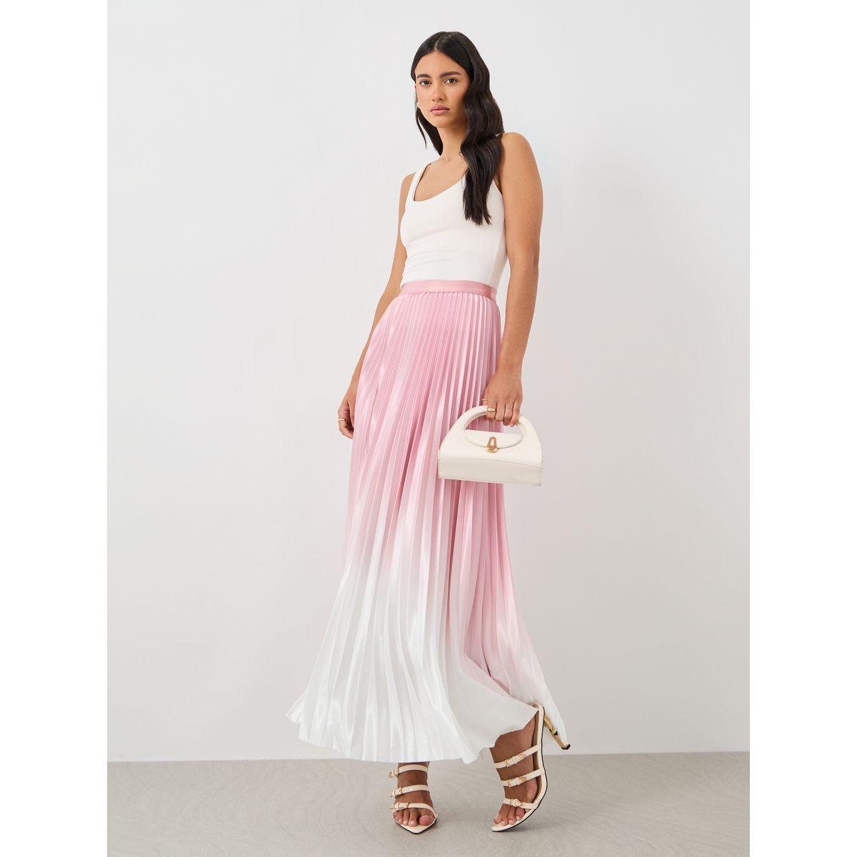 تنورة طويلة بحافة واسعة وكسرات-women-clothing-bottoms-skirts-image-1