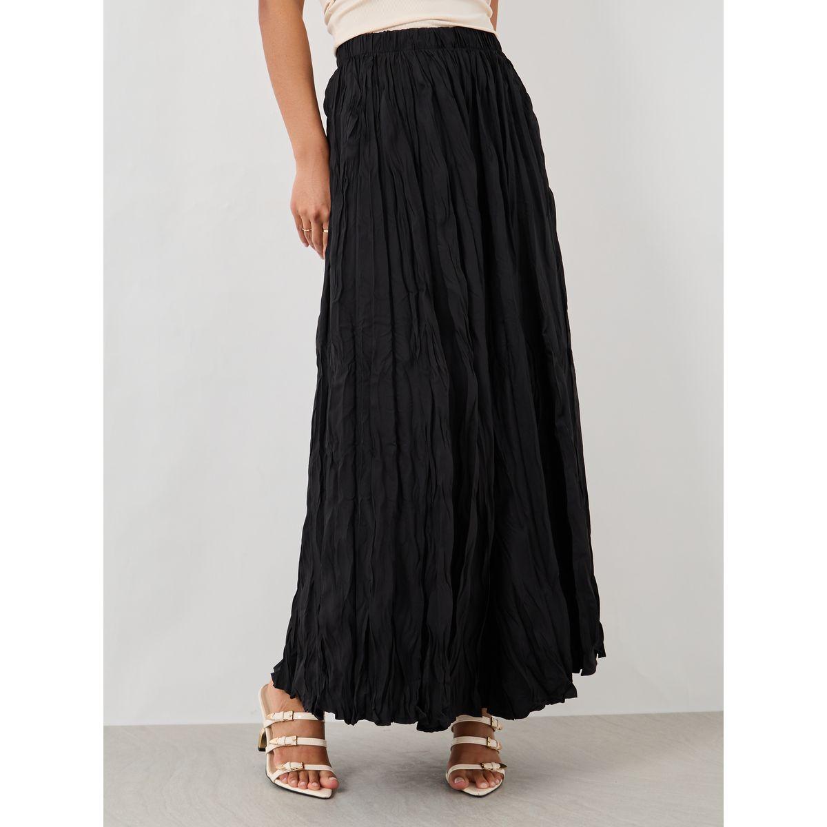 تنورة طويلة بحافة واسعة وخصر مطاطي-women-clothing-bottoms-skirts-image-2