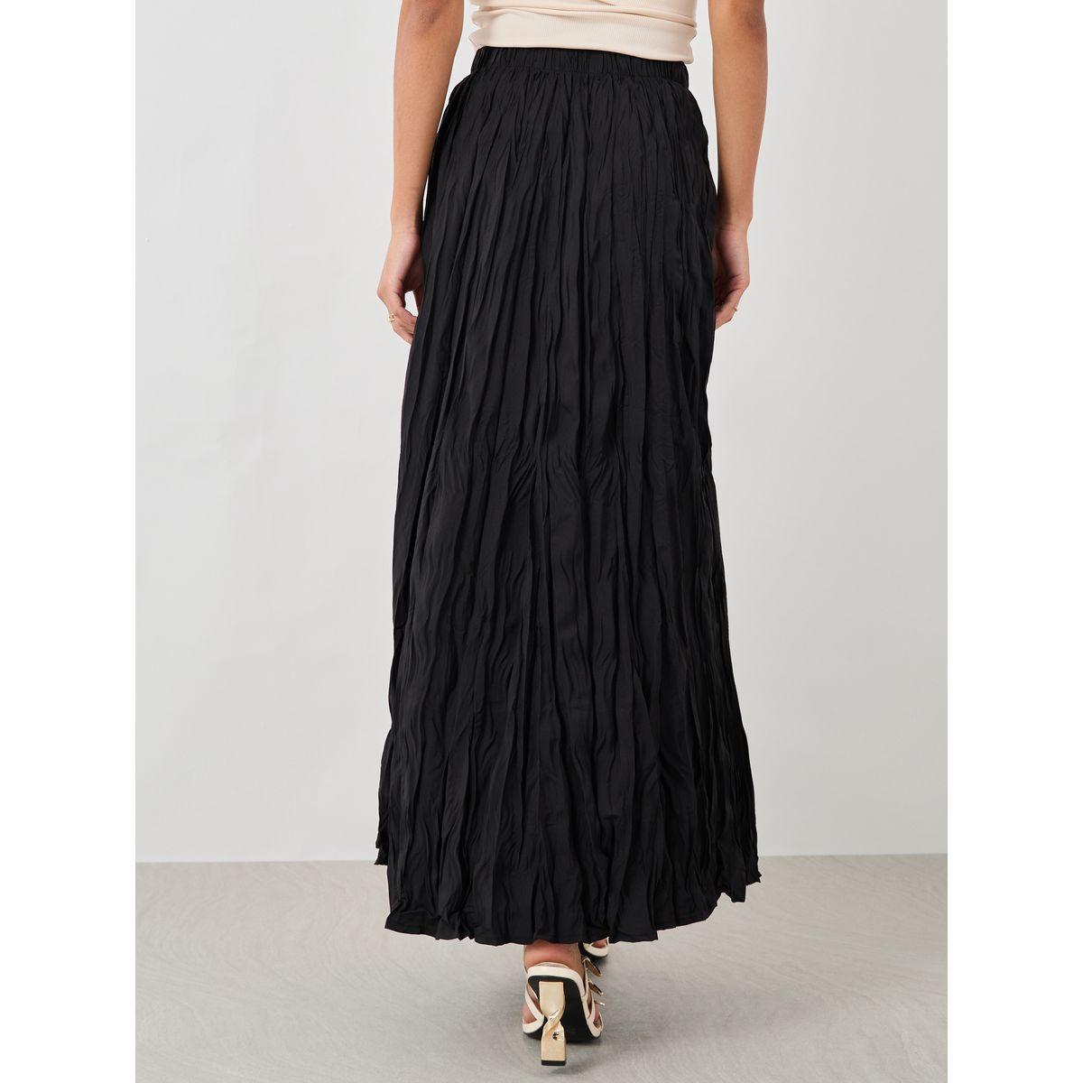 تنورة طويلة بحافة واسعة وخصر مطاطي-women-clothing-bottoms-skirts-image-4