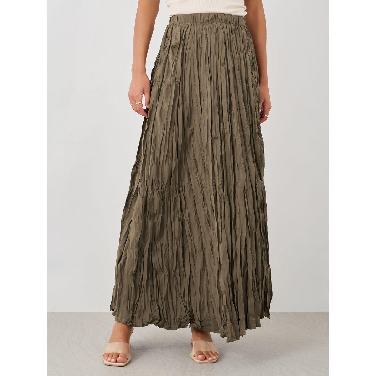Styli Textured Elasticated Waistband A-Line Maxi Skirt-women-clothing-bottoms-skirts-image-2
