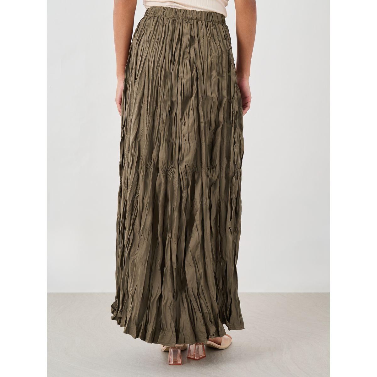 Styli Textured Elasticated Waistband A-Line Maxi Skirt-women-clothing-bottoms-skirts-image-4