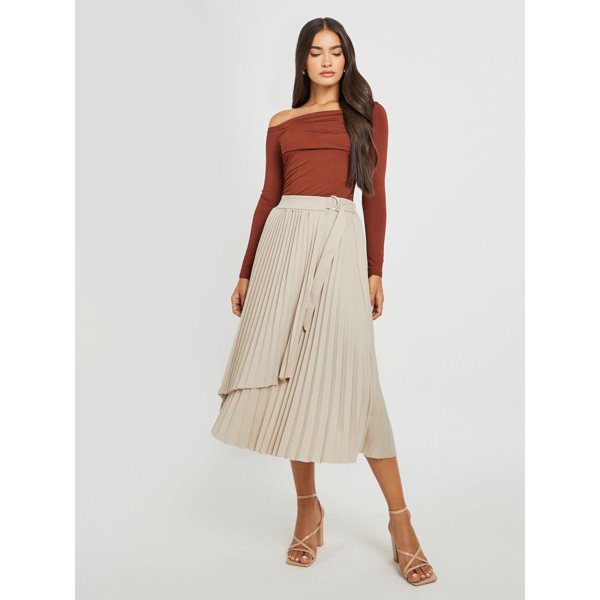 Styli Pleated Wrap Belted A-Line Midi Skirt-women-clothing-bottoms-skirts-image-1