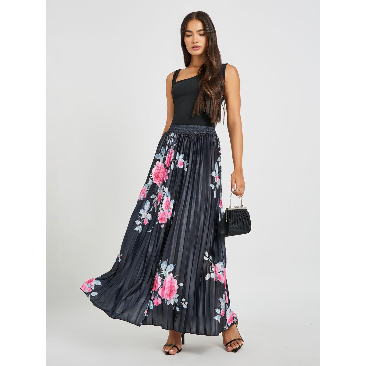 تنورة طويلة بطبعة زهور مع كسرات-women-clothing-bottoms-skirts-image-1