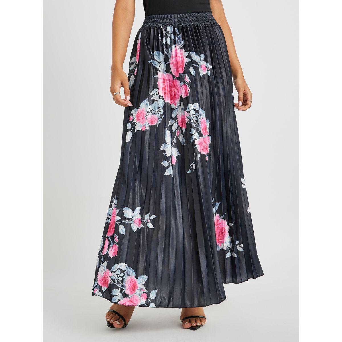 تنورة طويلة بطبعة زهور مع كسرات-women-clothing-bottoms-skirts-image-2