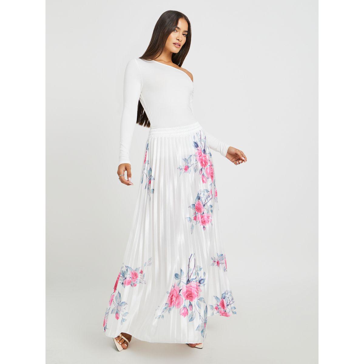 تنورة طويلة بطبعة زهور مع كسرات-women-clothing-bottoms-skirts-image-1