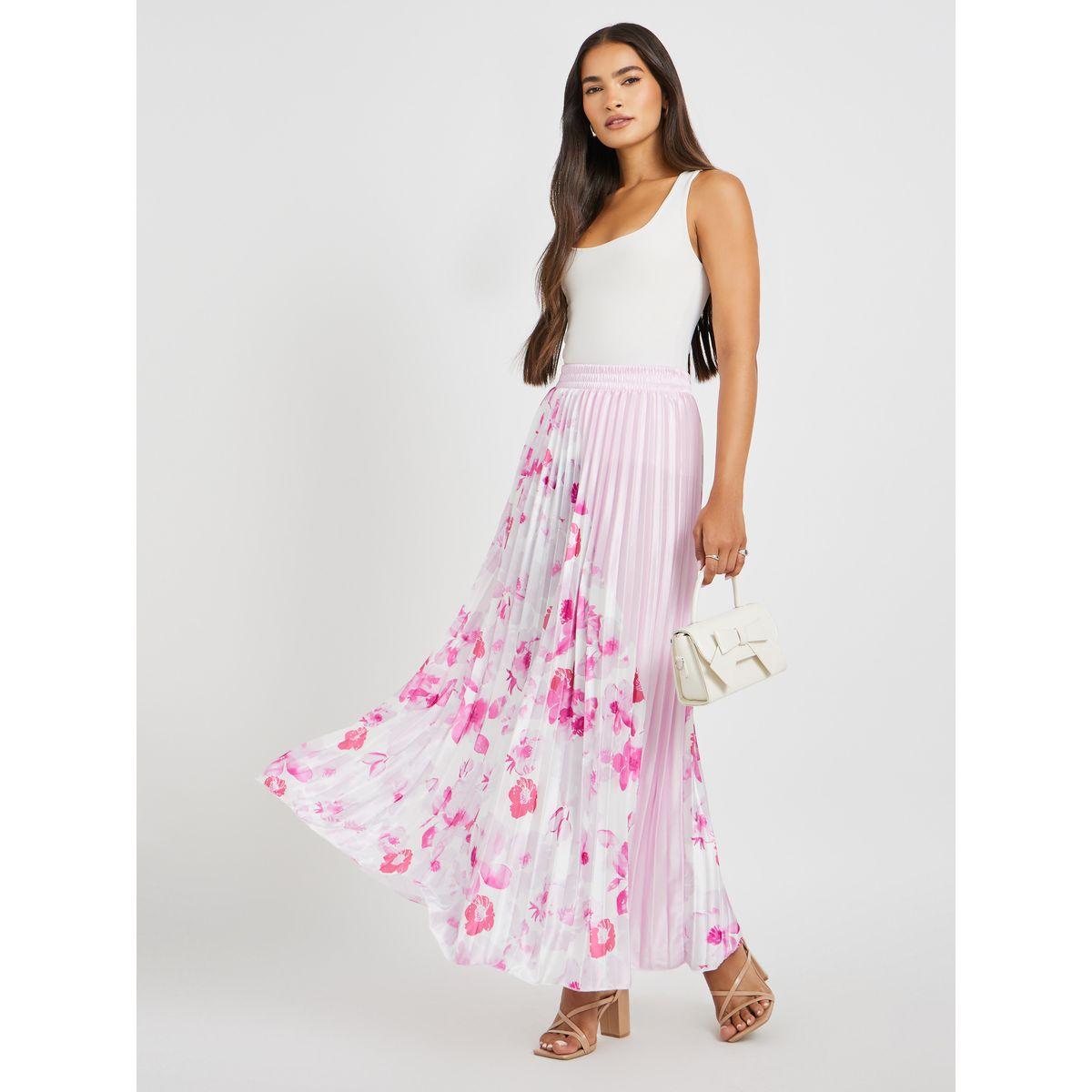 Styli Floral Print Pleated A-Line Maxi Skirt-women-clothing-bottoms-skirts-image-1