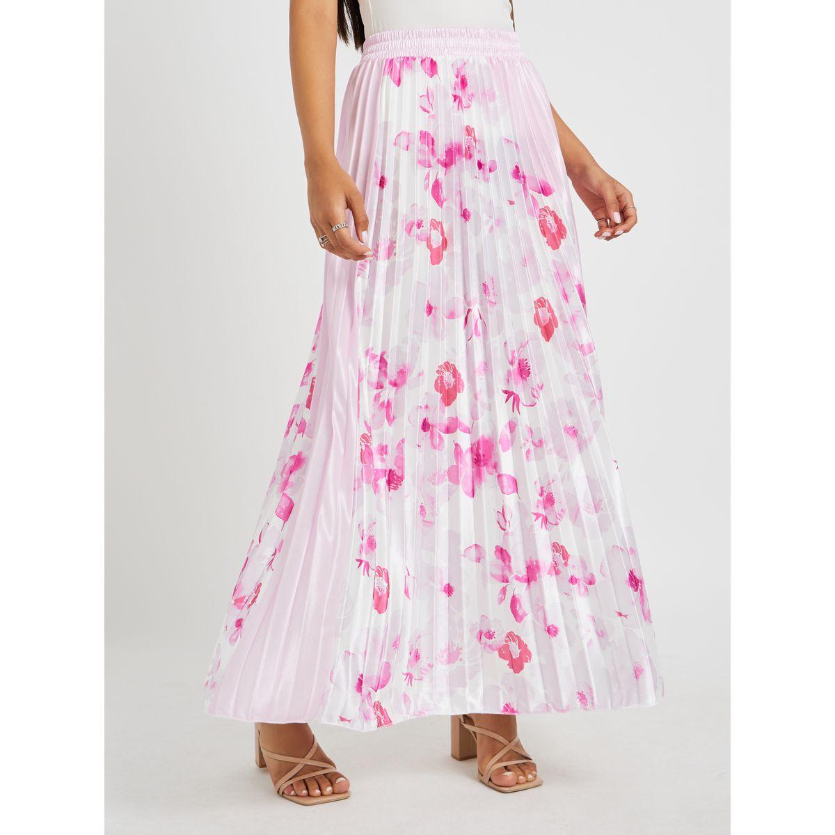 Styli Floral Print Pleated A-Line Maxi Skirt-women-clothing-bottoms-skirts-image-2