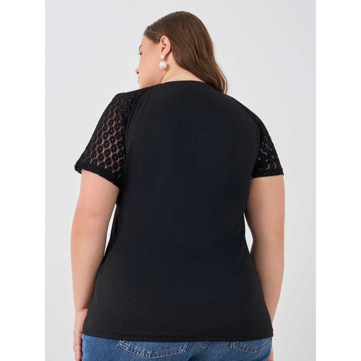 Styli Plus Size Solid Lace Short Sleeve Longline T-Shirt-women-clothing-tshirts-image-5