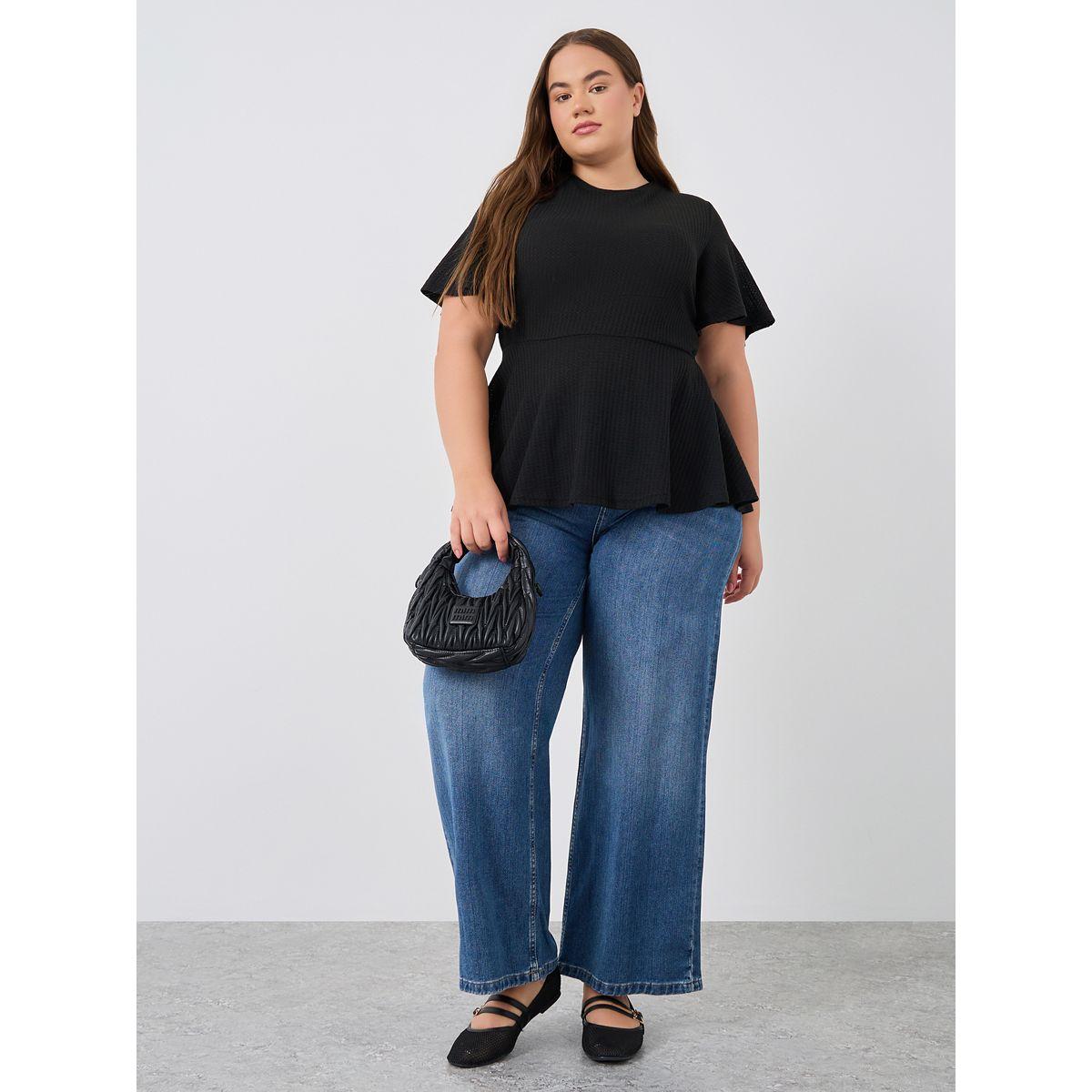 Styli Plus Size Ribbed Round Neck Peplum T-Shirt-women-clothing-tshirts-image-2