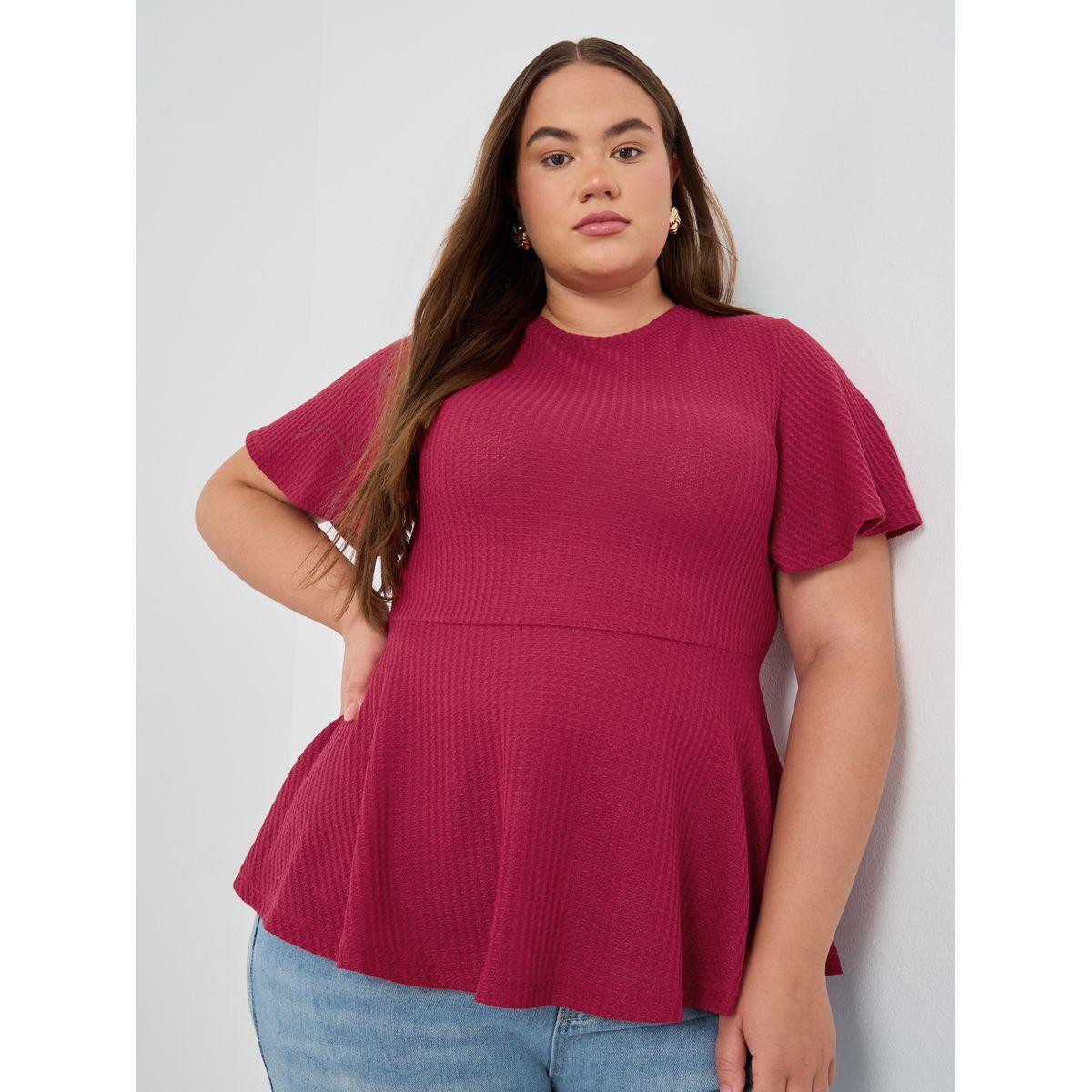 Styli Plus Size Ribbed Round Neck Peplum T-Shirt-women-clothing-tshirts-image-1