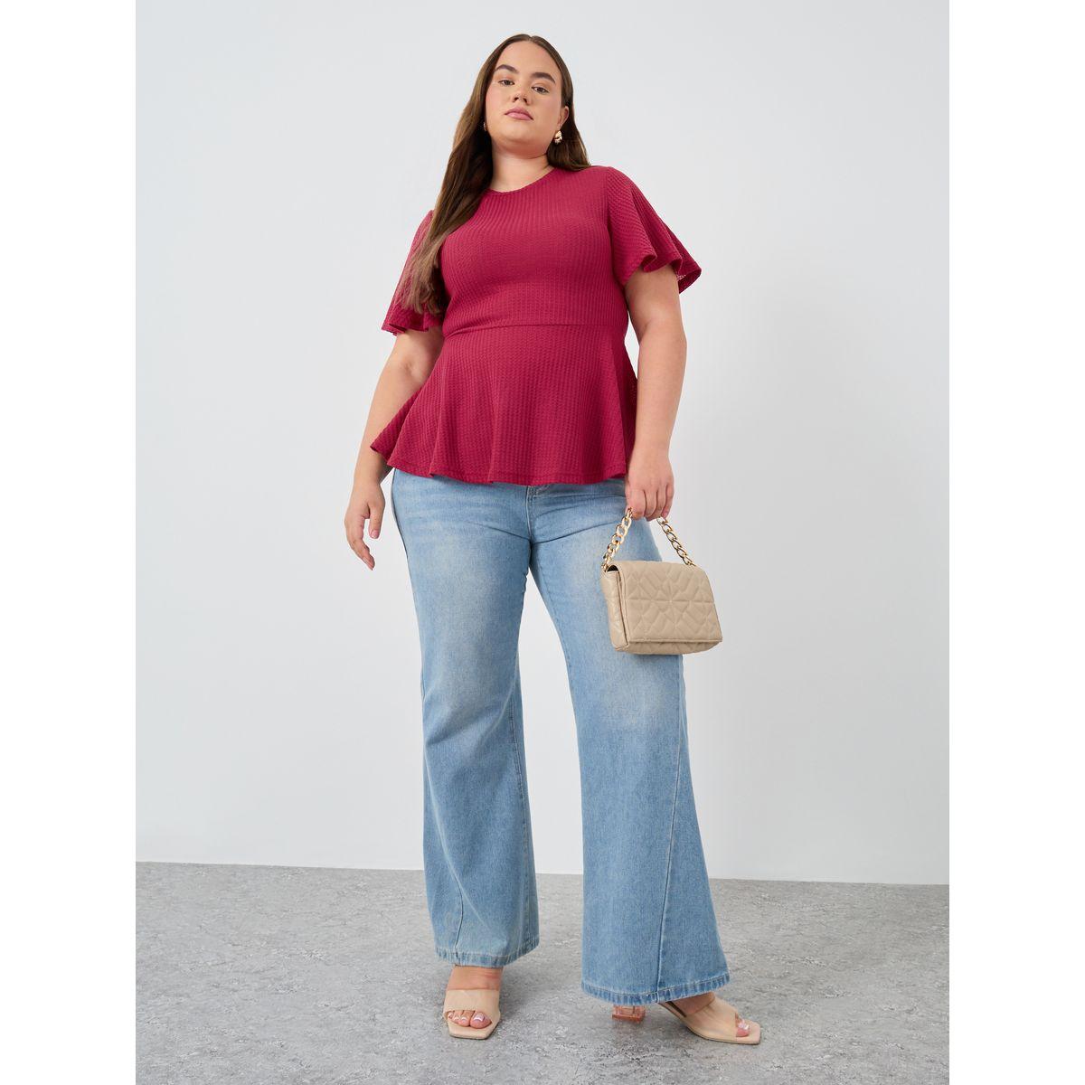 Styli Plus Size Ribbed Round Neck Peplum T-Shirt-women-clothing-tshirts-image-2