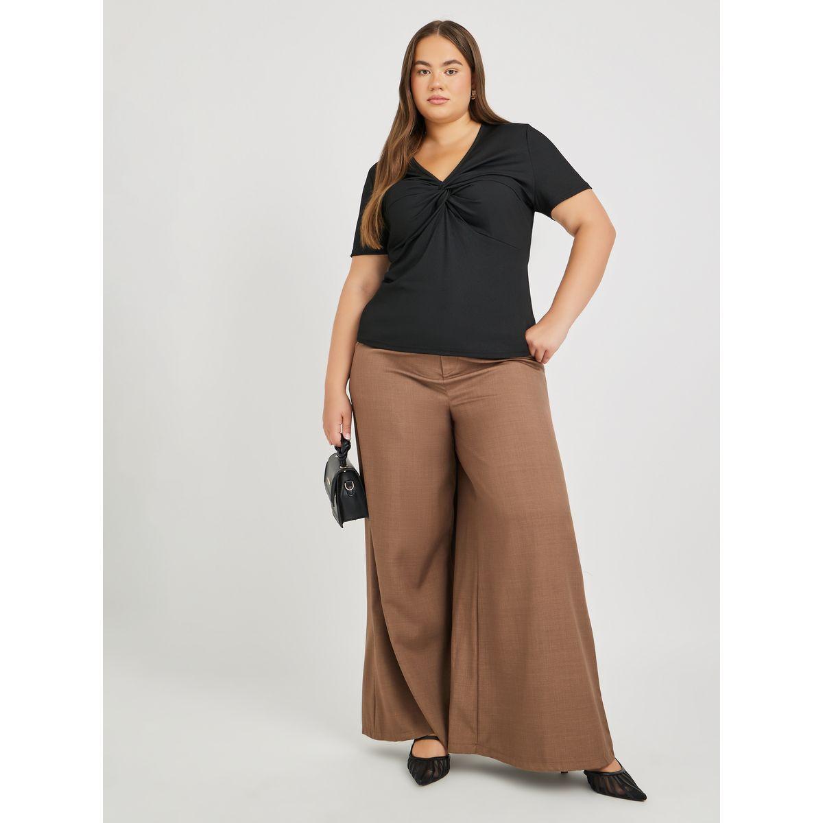 Styli Plus Size Textured Twisted Front T-Shirt-women-clothing-tshirts-image-2