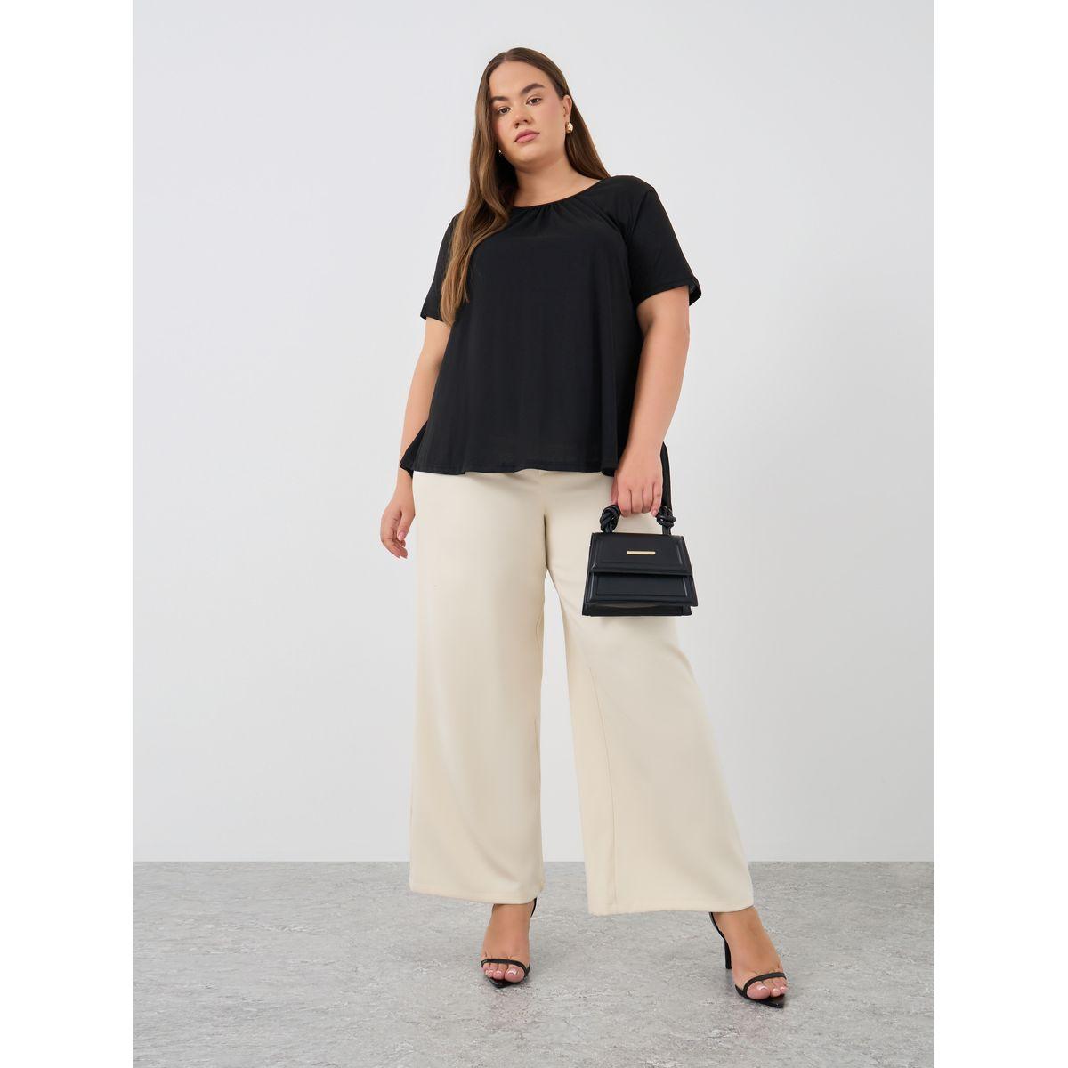 Styli Plus Size Solid Tiered Back T-Shirt with Tie Detail-women-clothing-tshirts-image-2