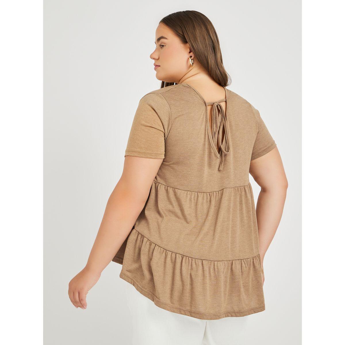 تيشيرت بمقاس كبير وياقة دائرية مع أكمام قصيرة-women-clothing-tshirts-image-4