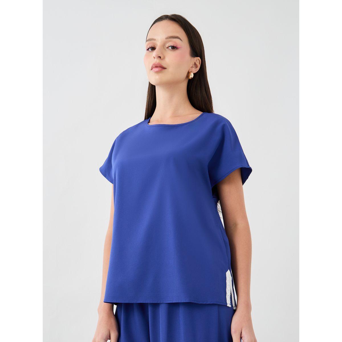Styli Solid Short Sleeve Top and Pants Co-Ords-women-clothing-coordsets-image-2