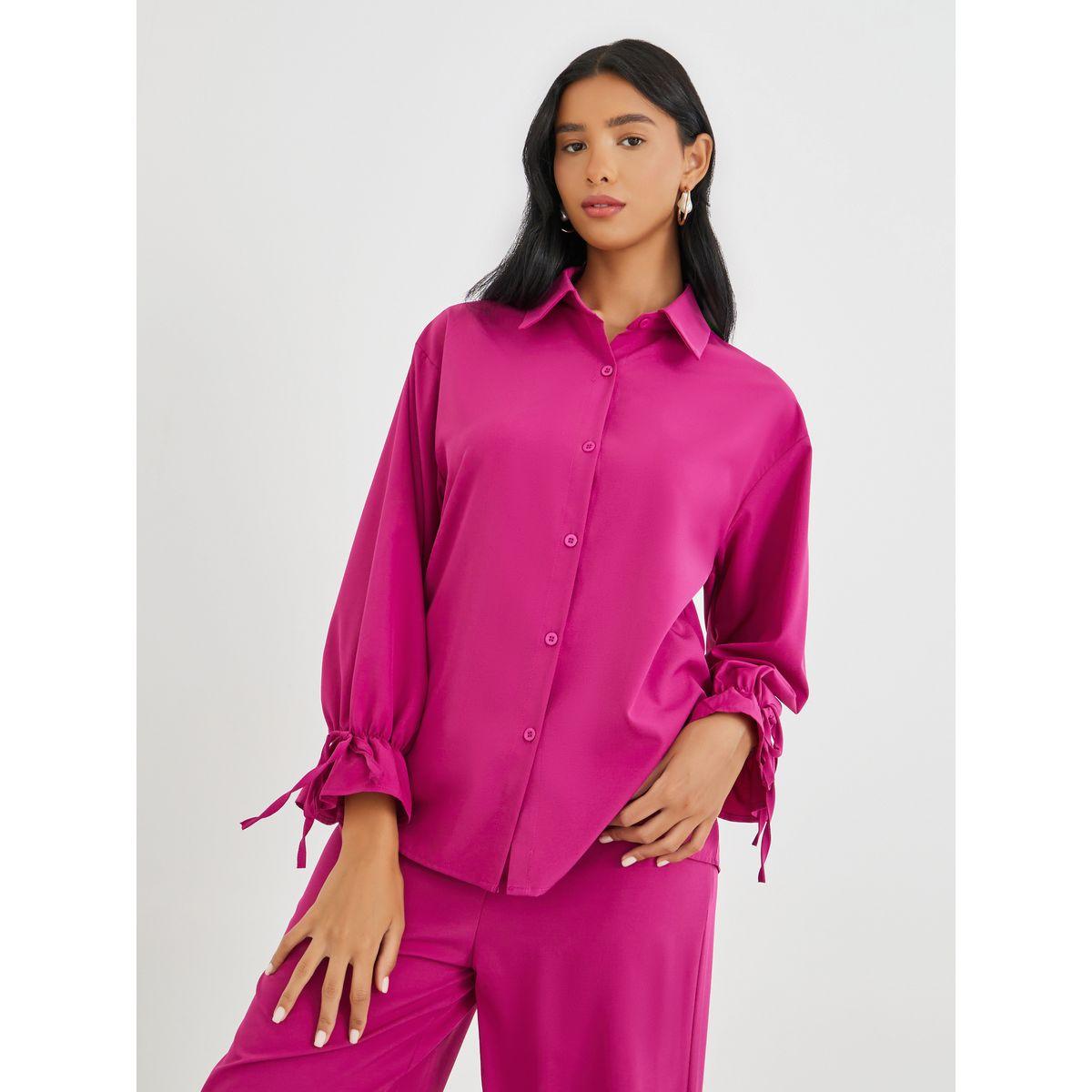 طقم منسق من بلوزة سادة وبنطال-women-clothing-coordsets-image-2