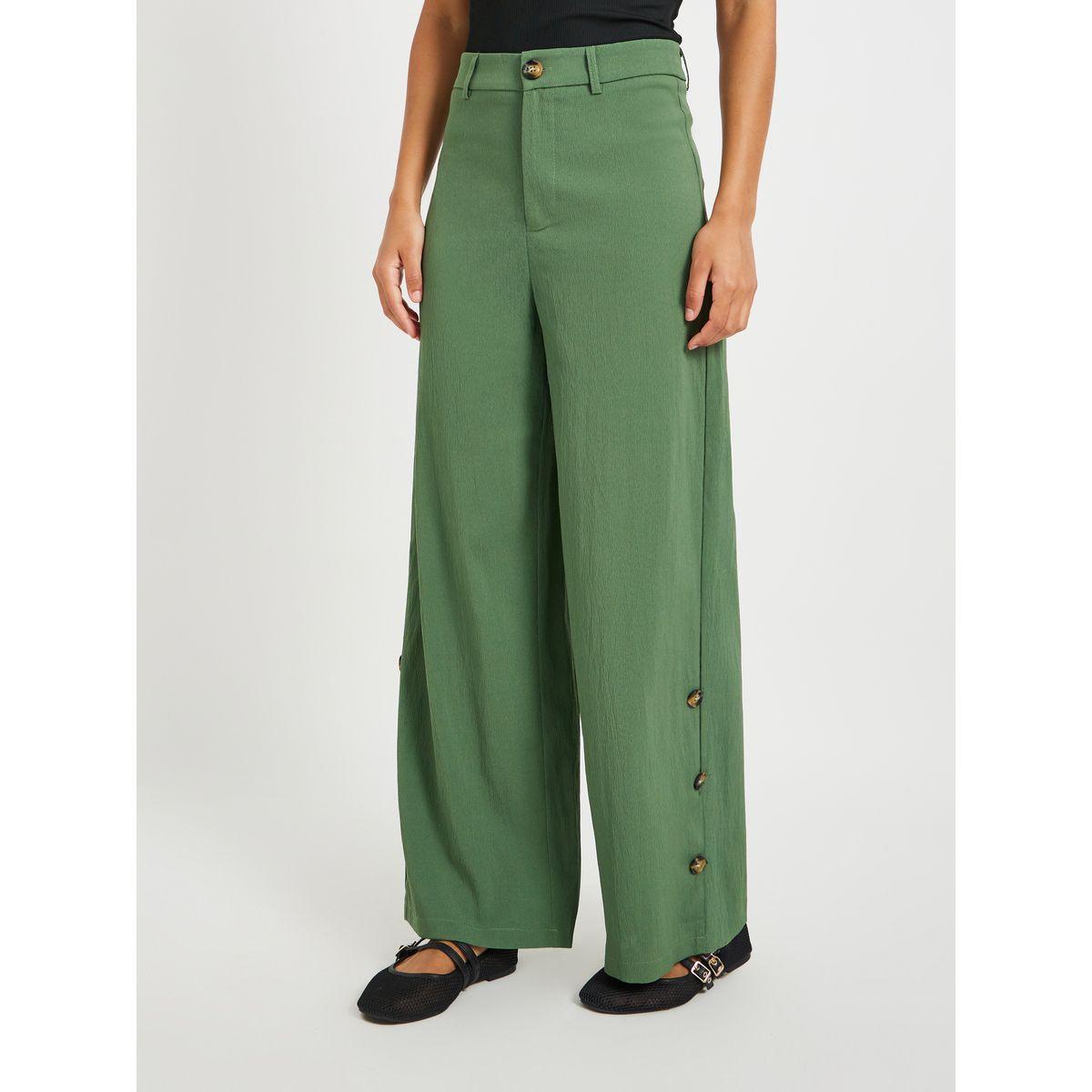 بنطال سادة بقصة مريحة وخصر متوسط-women-clothing-bottoms-trousers-image-2
