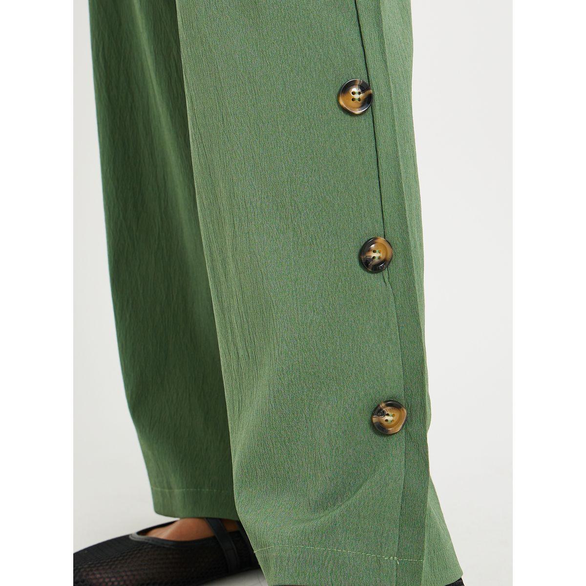 Styli Solid Mid Rise Relaxed Fit Pants with Side Button Detail-women-clothing-bottoms-trousers-image-3