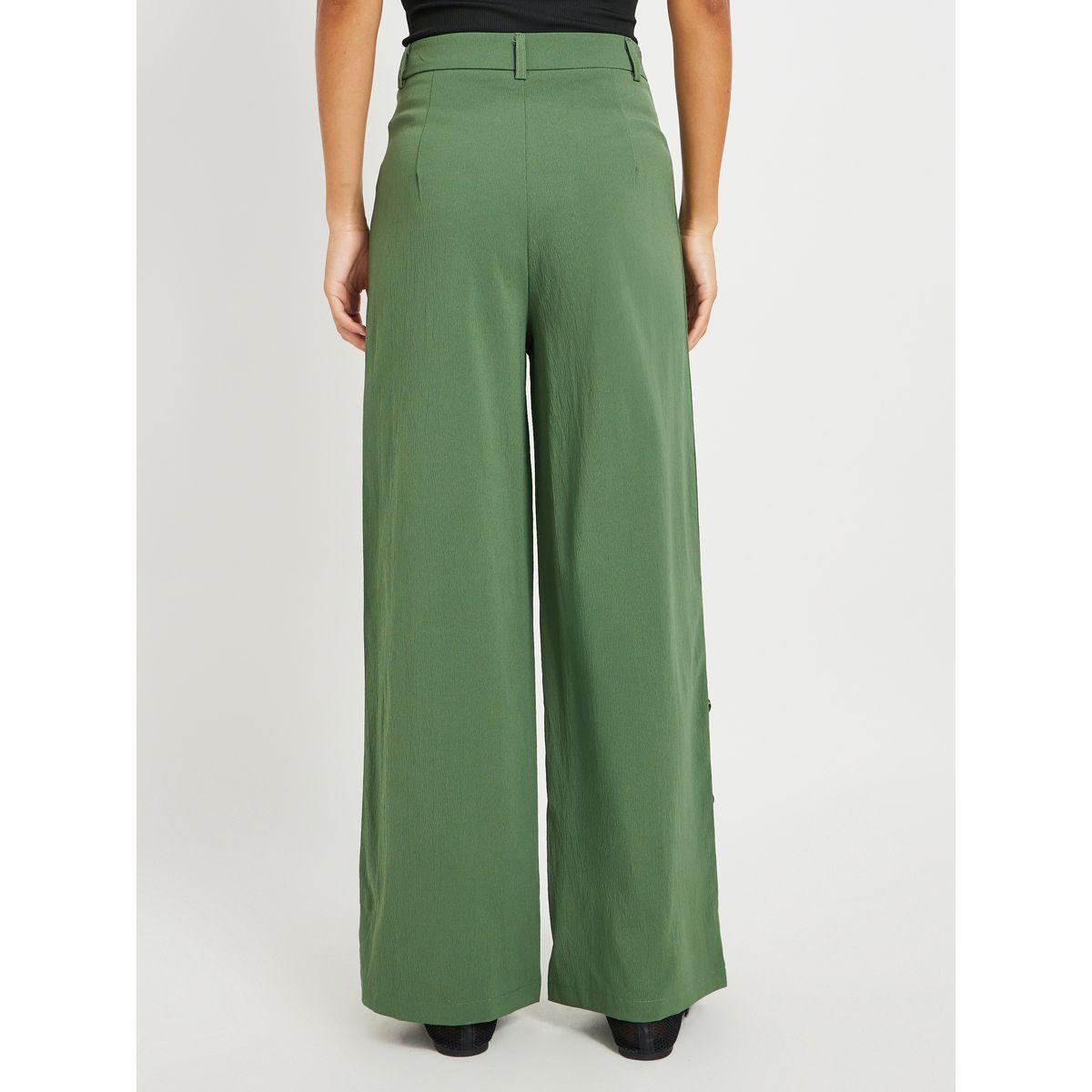 Styli Solid Mid Rise Relaxed Fit Pants with Side Button Detail-women-clothing-bottoms-trousers-image-4