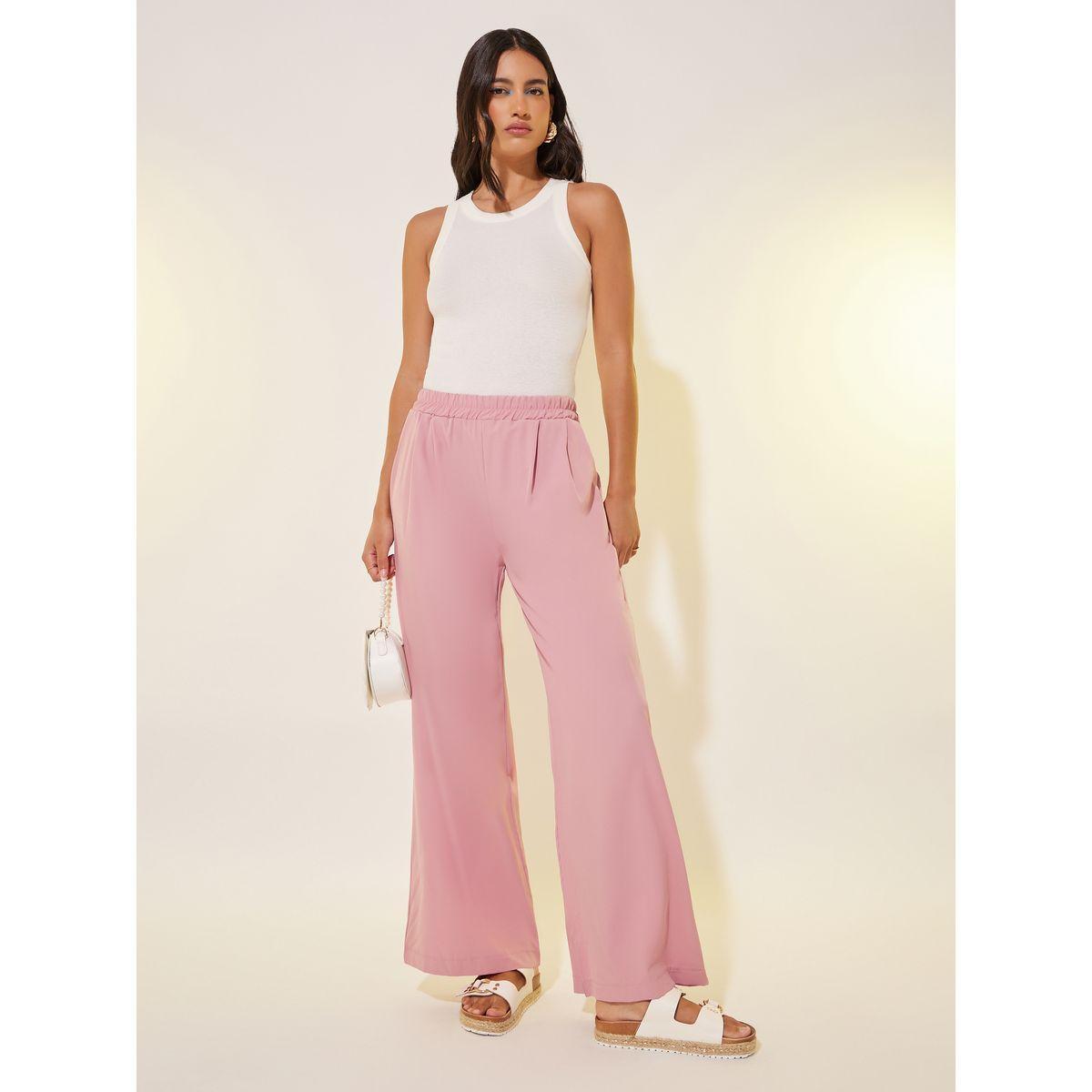 بنطال سادة بقصة سائبة وكسرات-women-clothing-bottoms-trousers-image-1